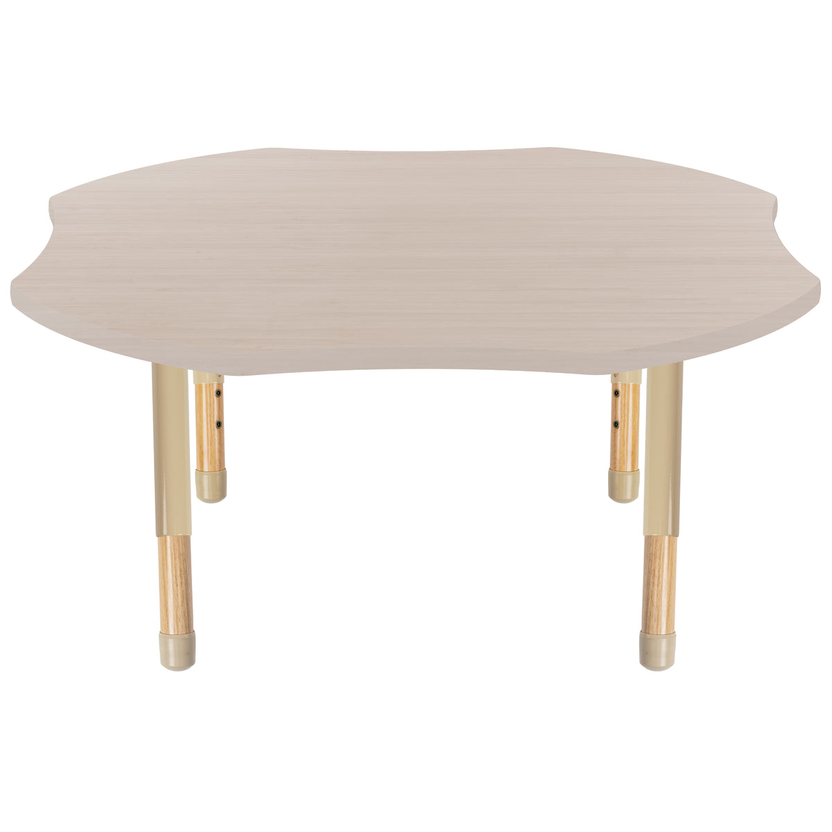 48" x 48" Clover Thermofused Activity Table with Adjustable Chunky Wood Legs - Asian Sand/Sand/Natural