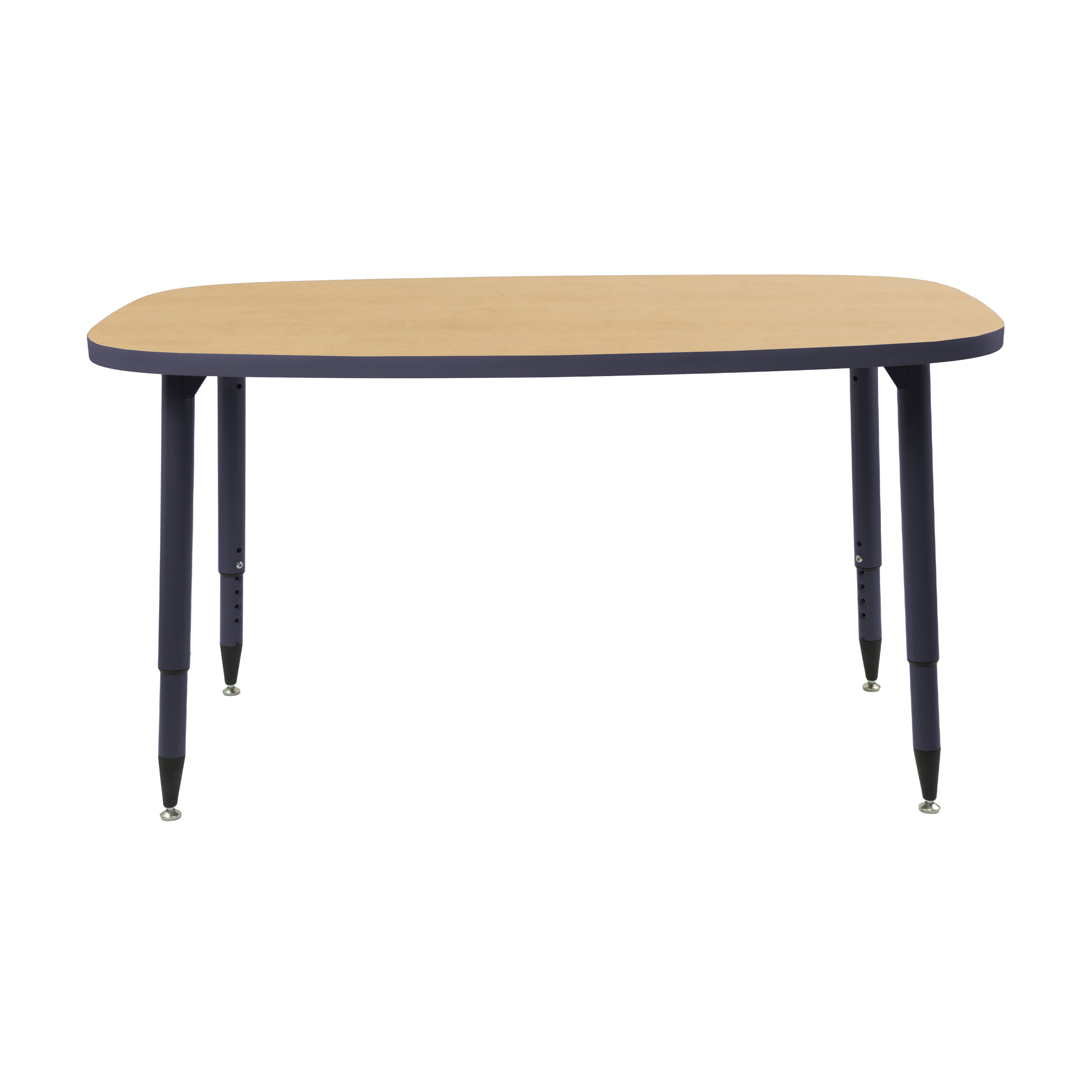Adapte 31" x 50" Rounded Rectangle Thermofused Activity Table with Adjustable Tapered Legs - Maple/Navy