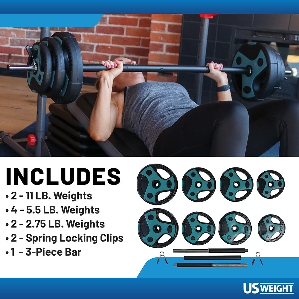 Usw 54Lb Weight Set With 55" Padded Bar - Teal