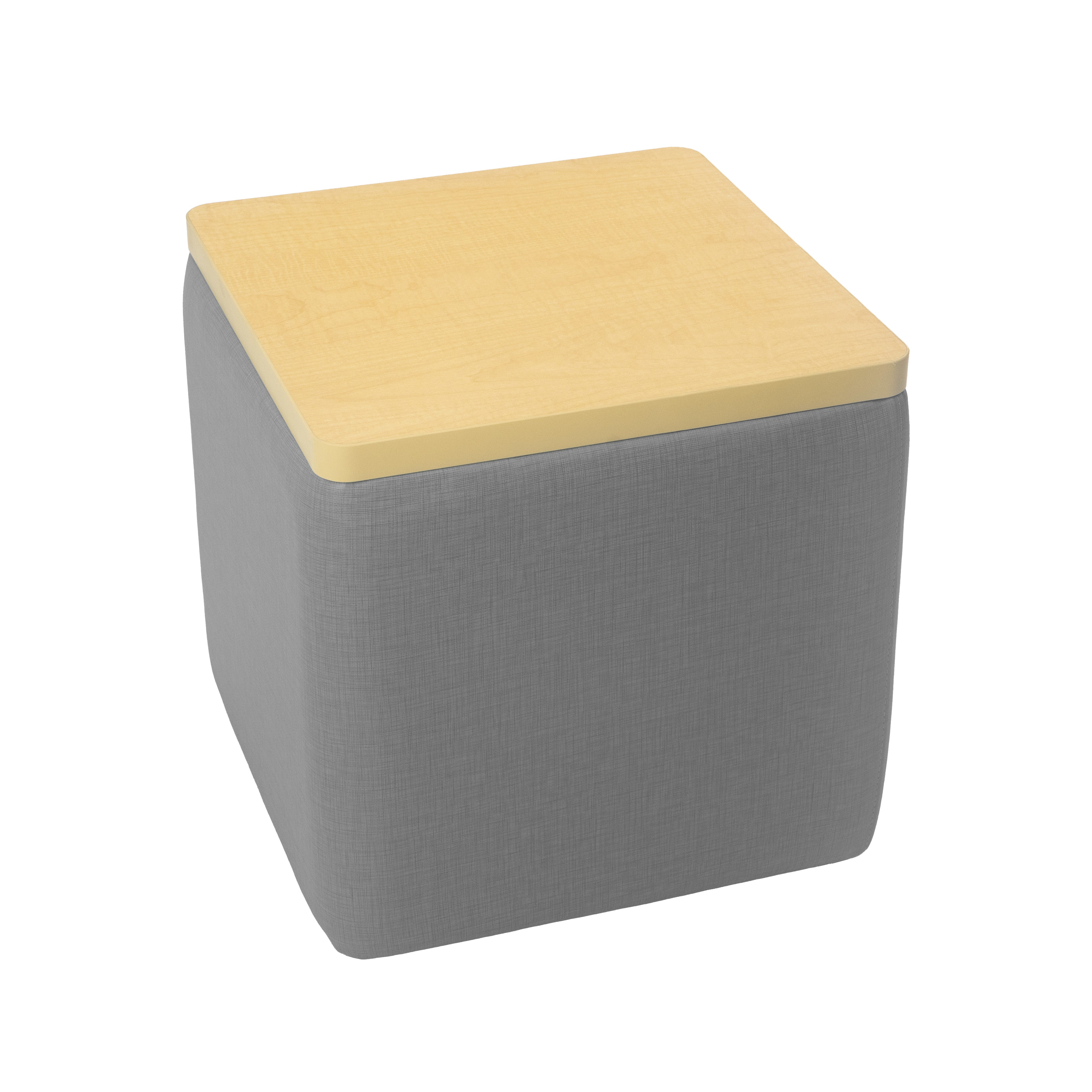 Pro Series Upholstered 18" x 18" Square Ottoman Table 18" Height - Slate Gray Crosshatch/Maple