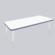 30" x 60" Rectangle Thermofused Activity Table with Adjustable Standard Swivel Glide Legs - White/Navy/White