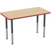 24" x 48" Rectangle T-Molding Activity Table with Adjustable Super Legs - Maple/Red/Black