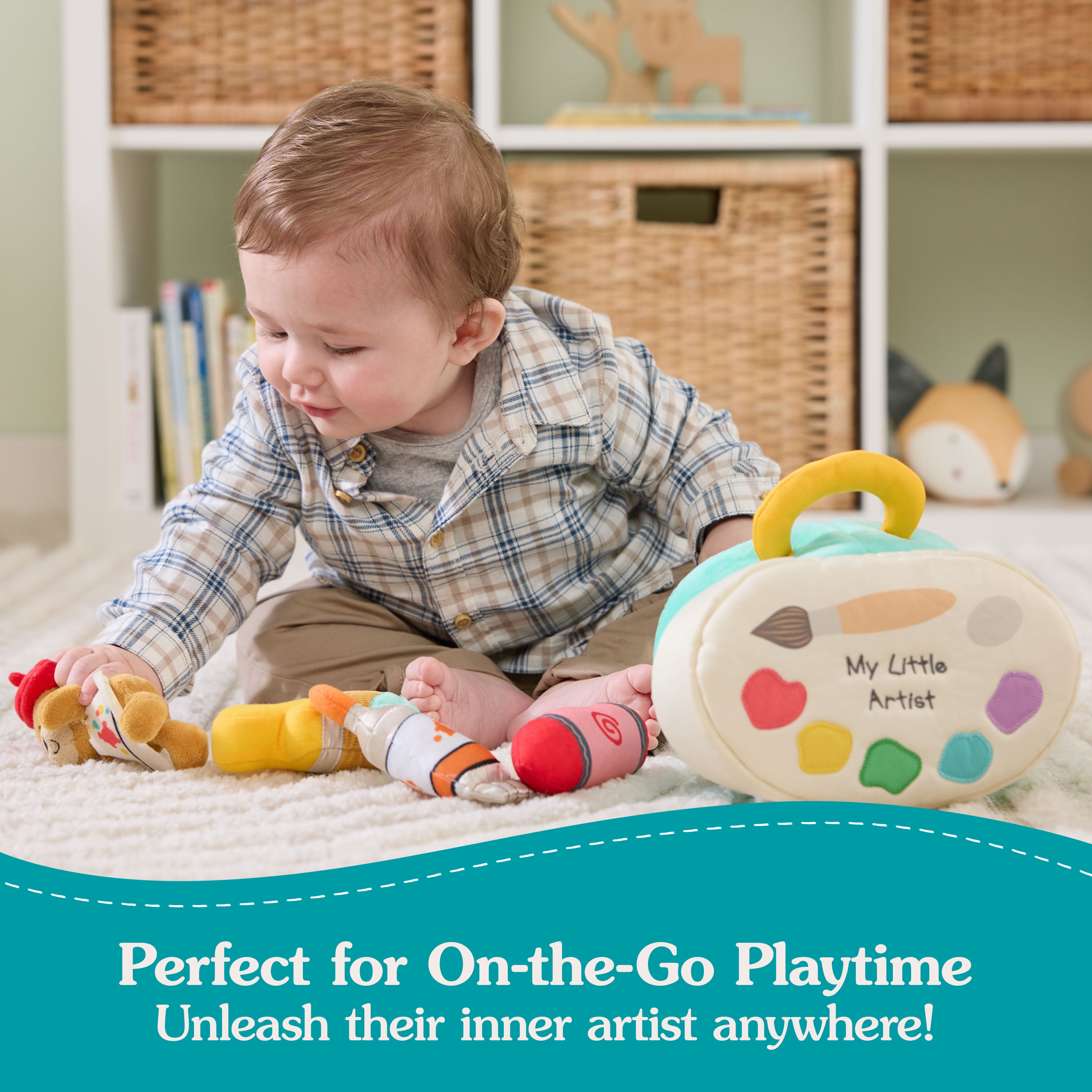 Baby GUND My Little Artist 5-Piece Plush Playset with Rattle, Squeaker and Crinkle Plush Toys, Sensory Toy for Babies and Newborns, 7.5”