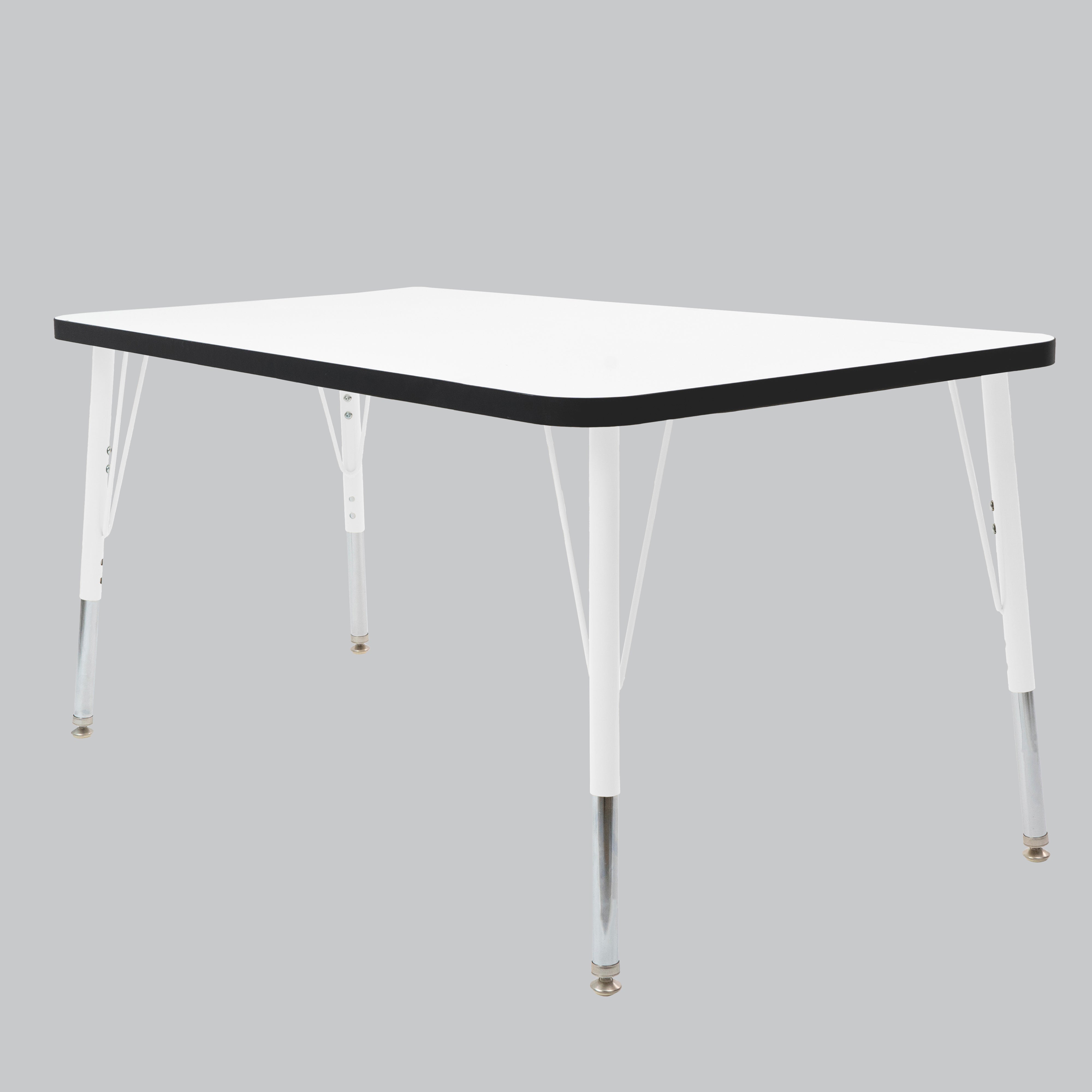 30" x 48" Rectangle Thermofused Activity Table with Adjustable Standard Swivel Glide Legs - White/Black/White