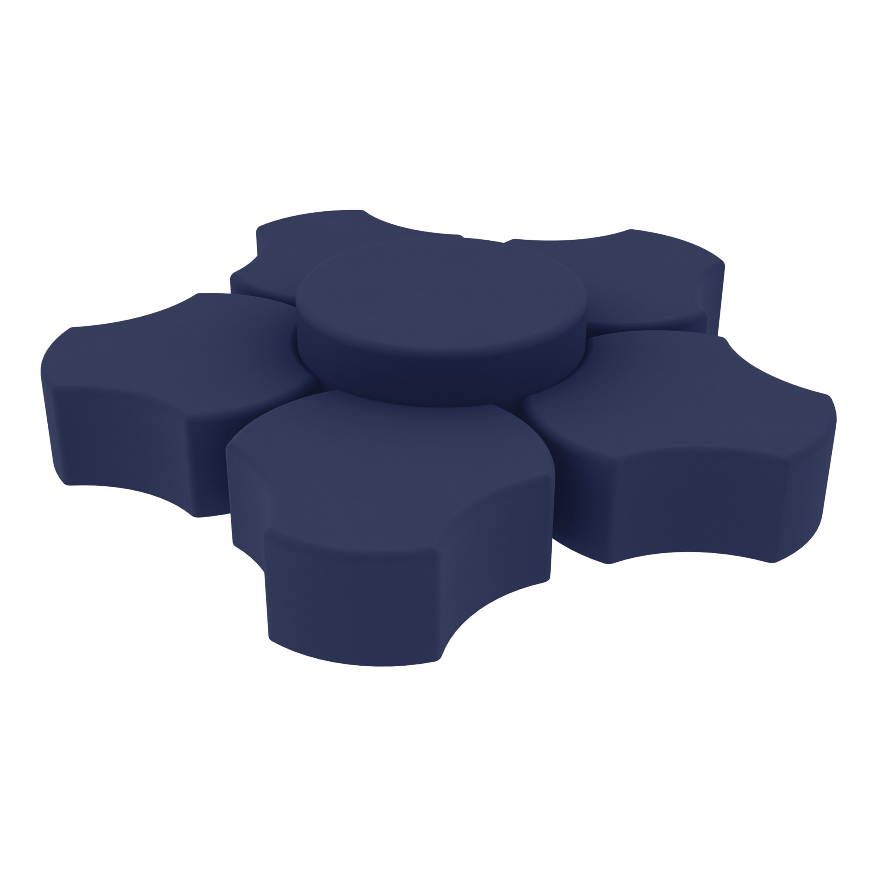 Pro Series Upholstered Spoke Ottoman, 6-Piece Set - Navy