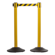 Yellow post and 7.5' Yellow/Black Chevron Belt ‐ 2 pack
