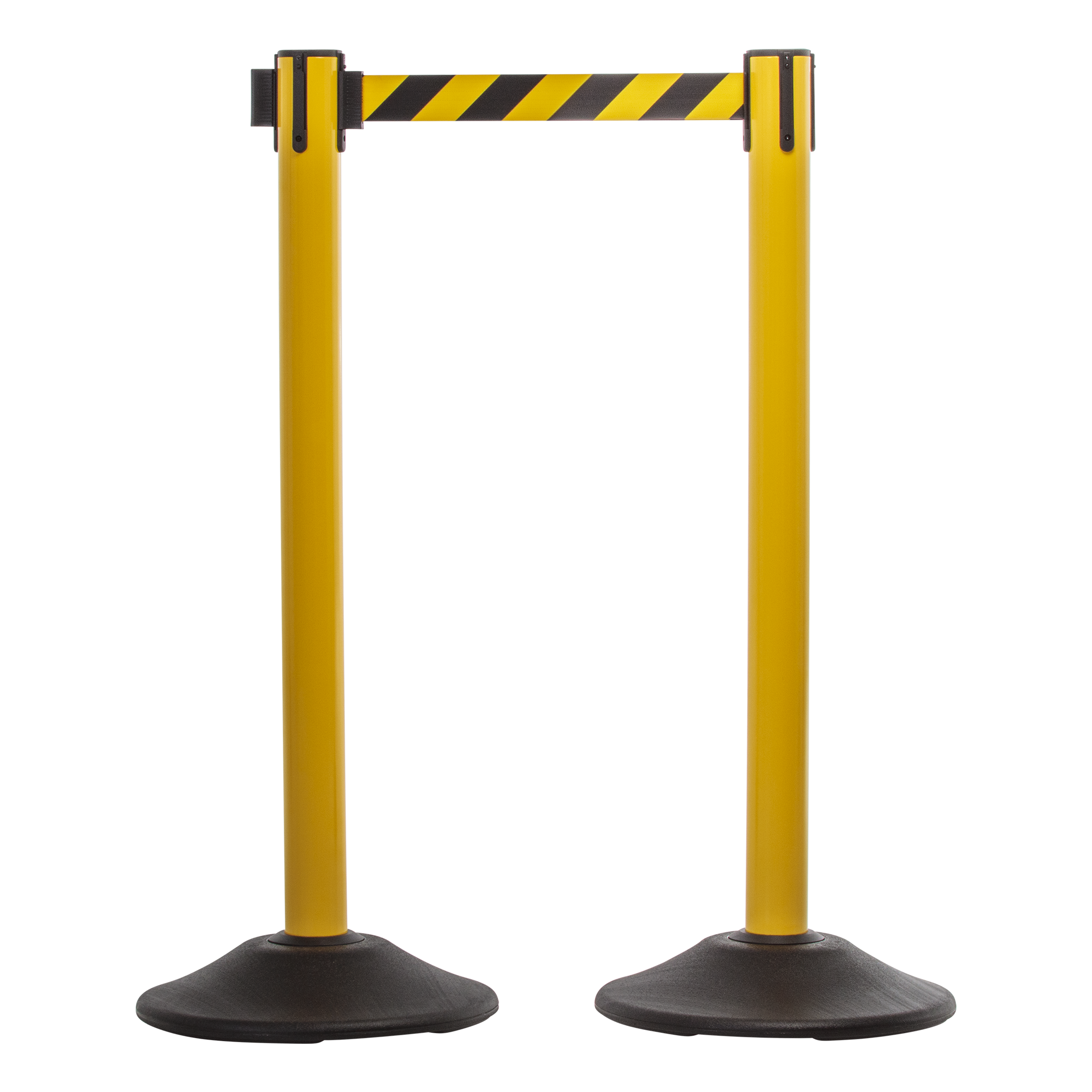 Yellow post and 7.5' Yellow/Black Chevron Belt ‐ 2 pack