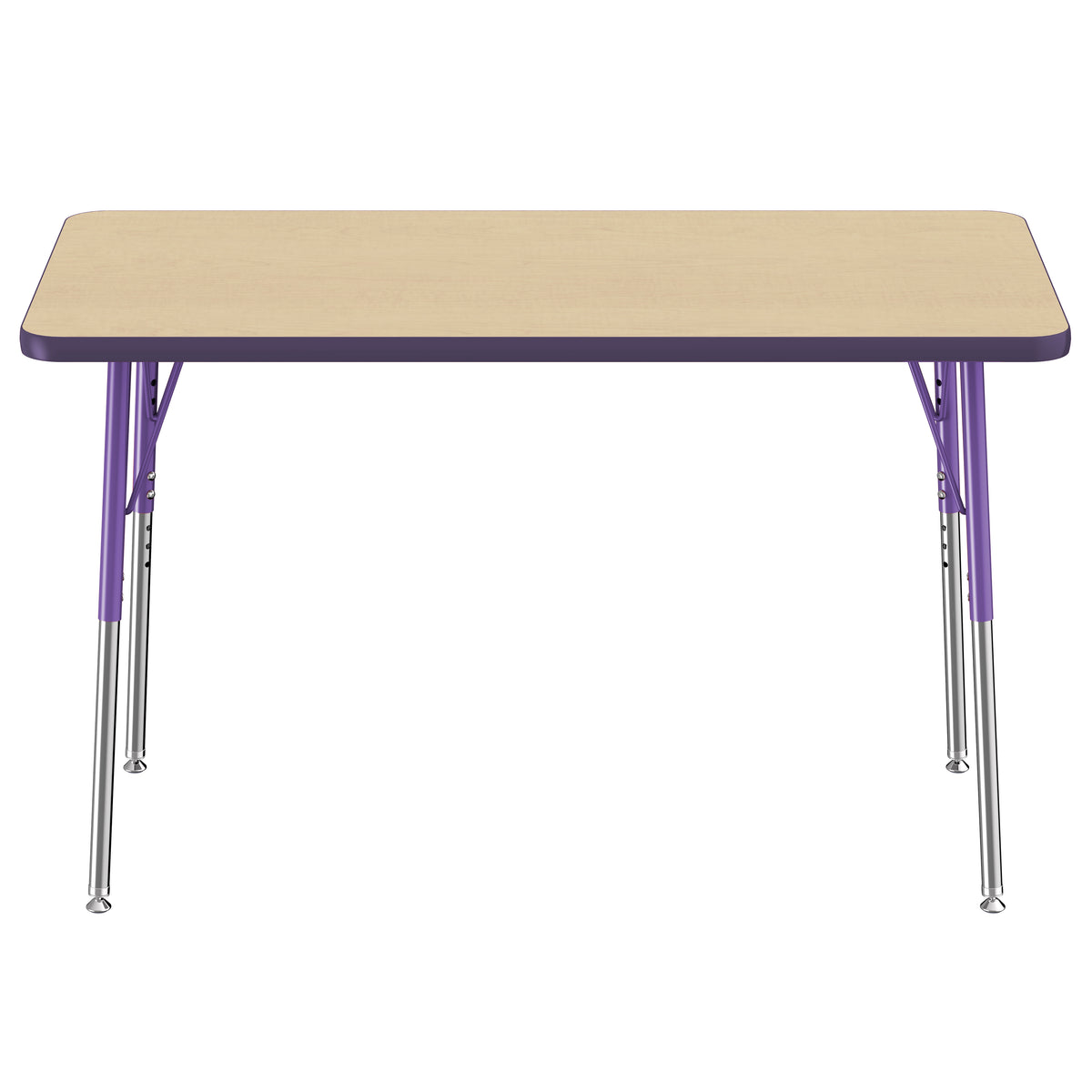 24" x 48" Rectangle T-Molding Activity Table with Adjustable Standard Swivel Glide Legs - Maple/Purple