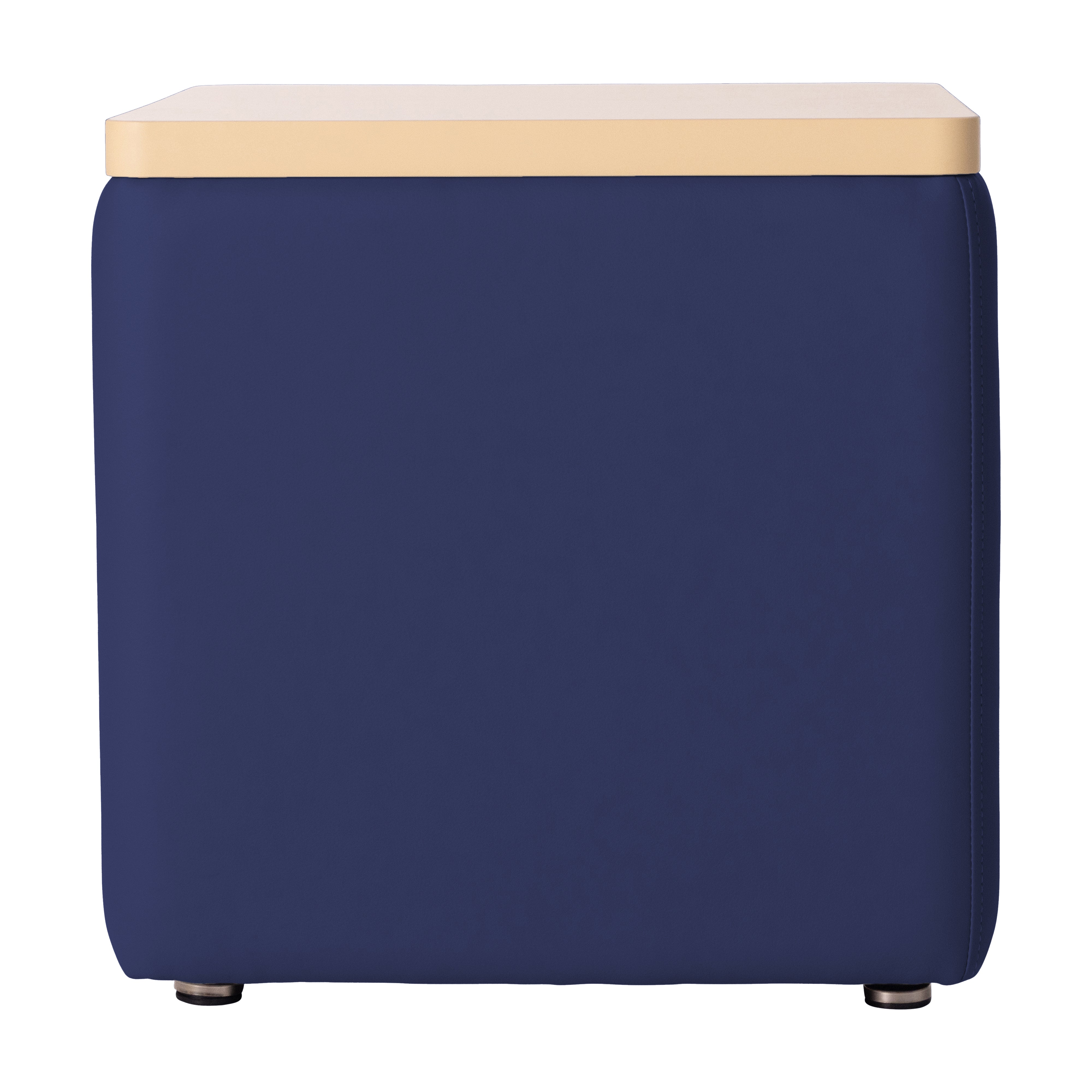 Pro Series Upholstered 18" x 18" Square Ottoman Table 18" Height - Navy/Maple
