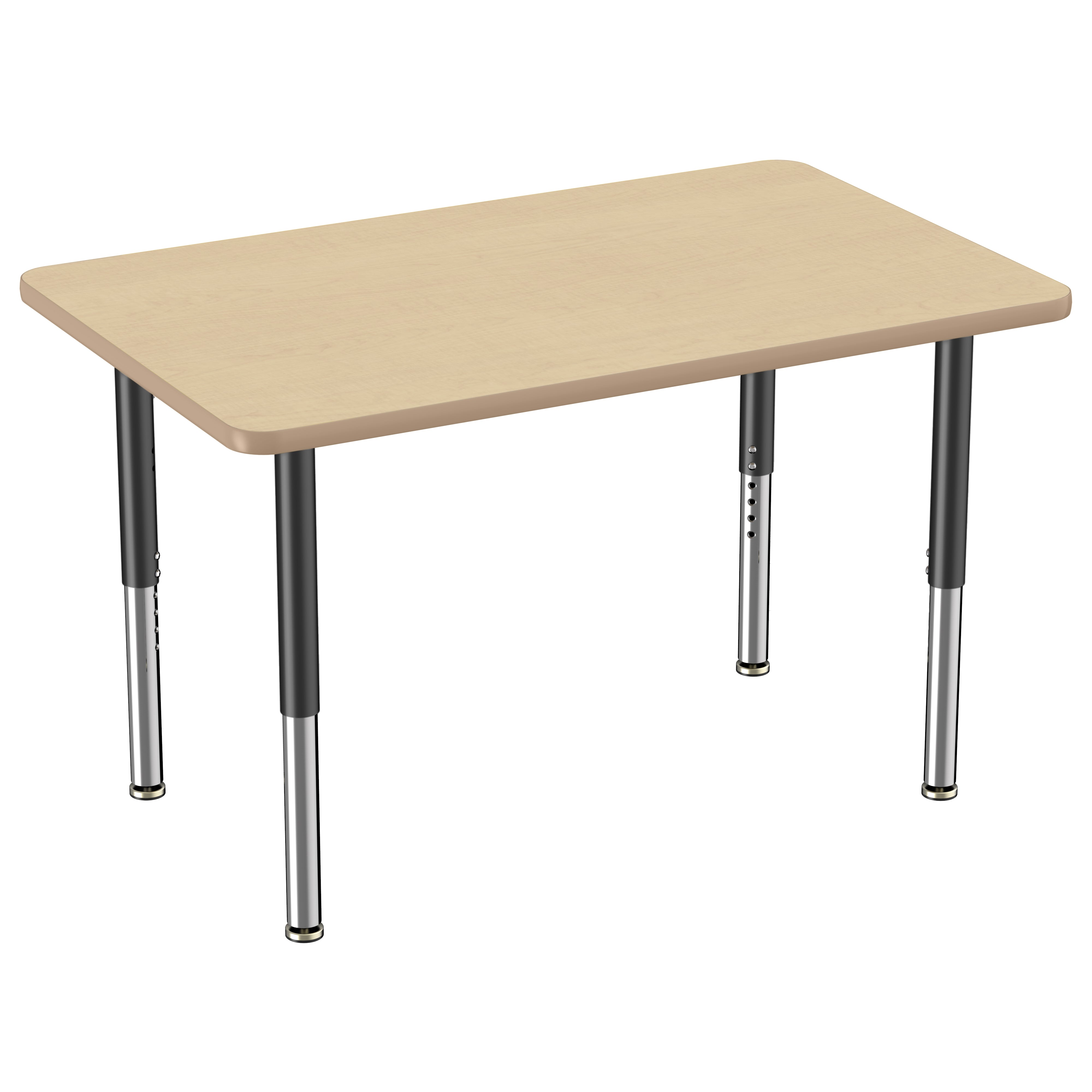 30" x 48" Rectangle Thermofused Activity Table with Adjustable Super Legs - Maple/Maple/Black