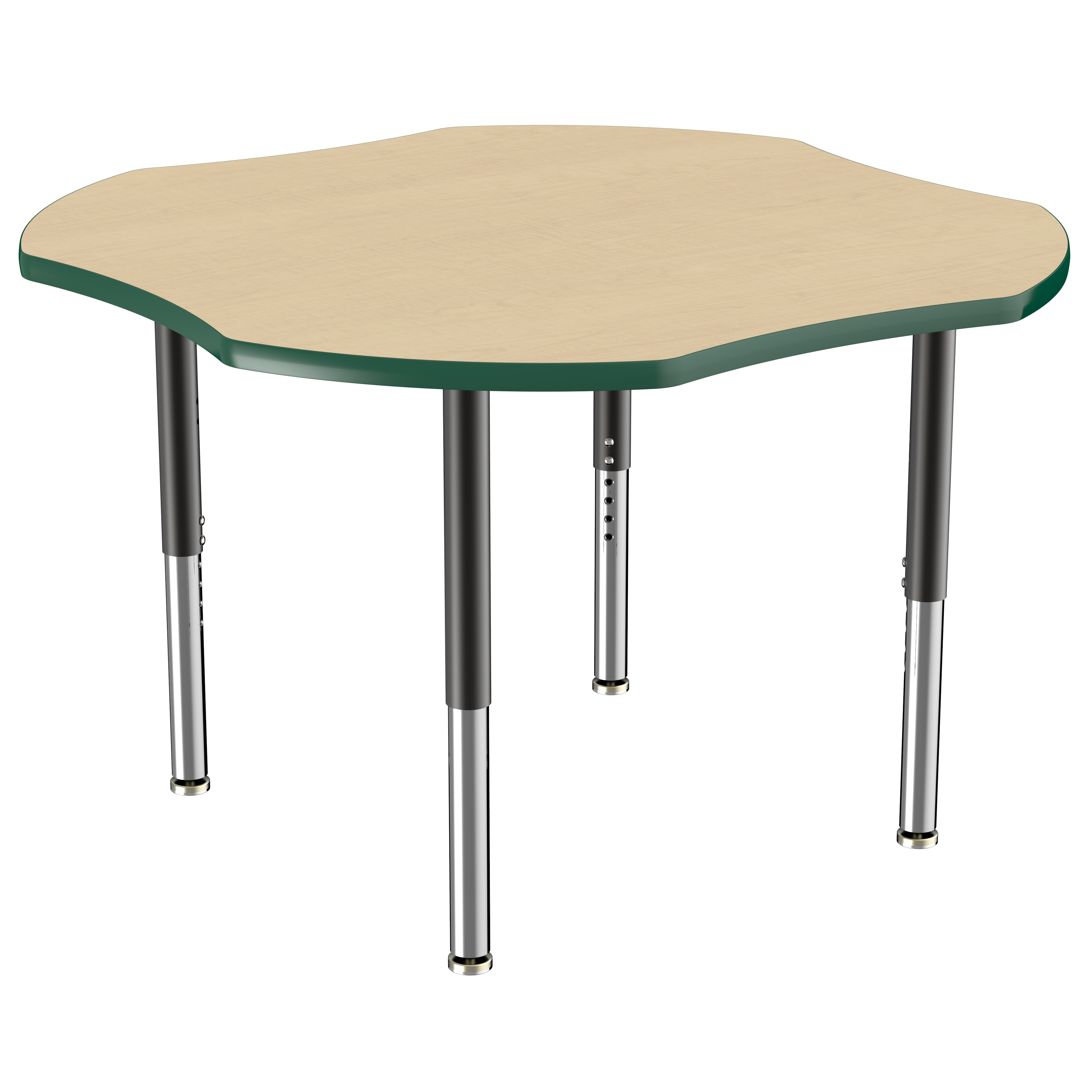 48" x 48" Clover T-Molding Activity Table with Adjustable Super Legs - Maple/Green/Black