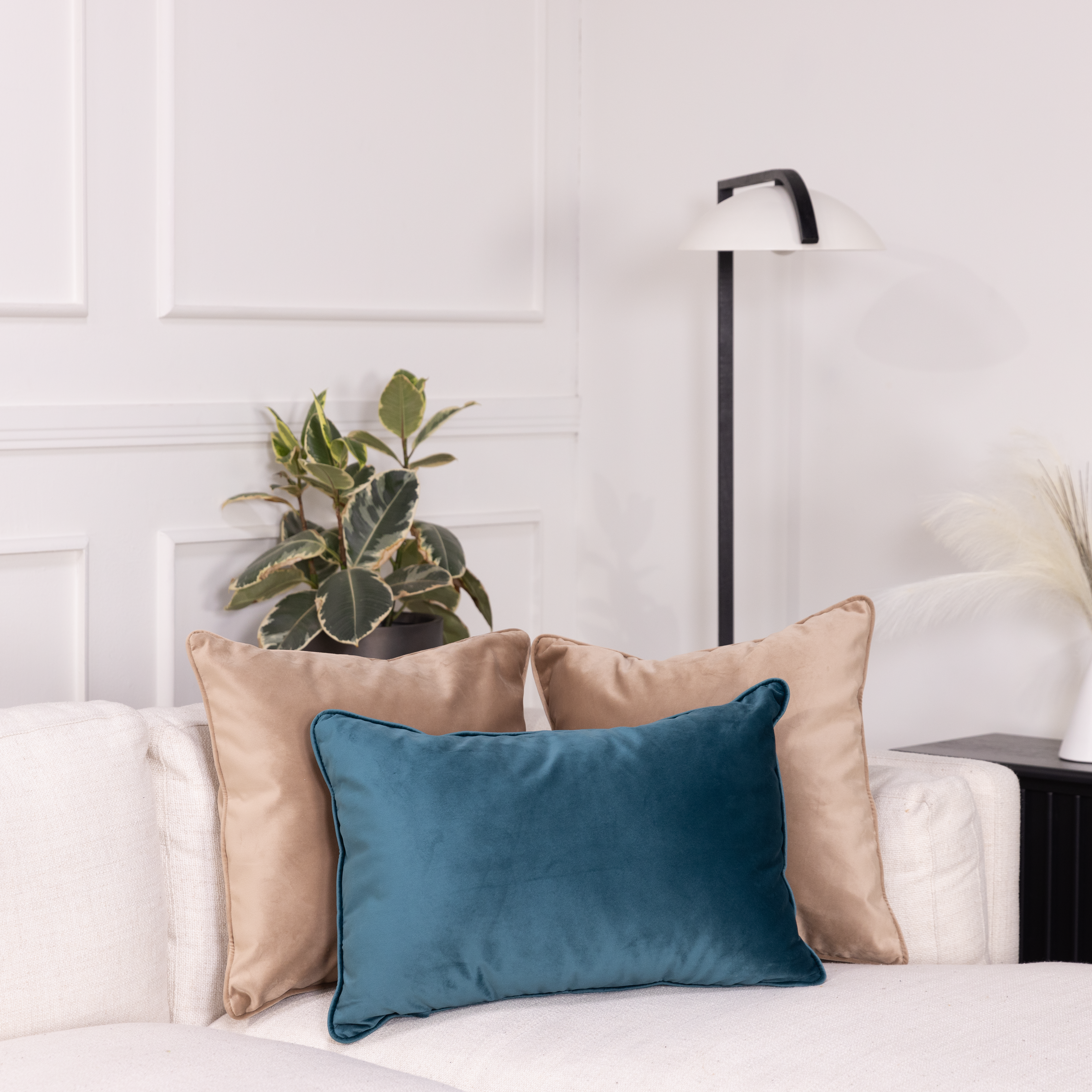 16" x 24" Rectangle Lumbar Microfiber Pillow with Piping, 2-Piece - Peacock