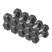 Lifeline 200Lb Hex Rubber Dumbbell Set - 10Lb, 15Lb, 20Lb, 25Lb, 30Lb Set