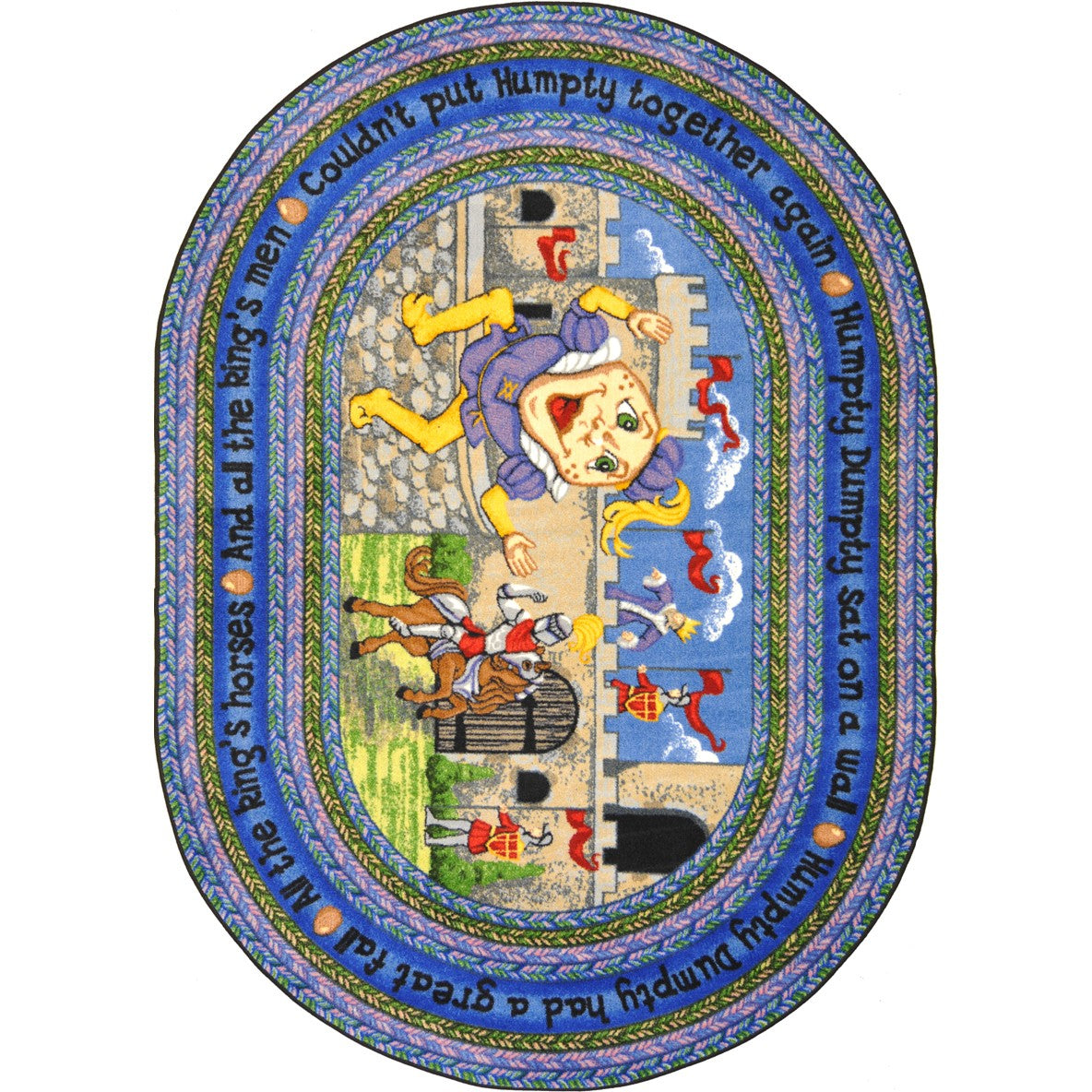 Humpty Dumpty 7'8" x 10'9" Oval area rug in color Multi