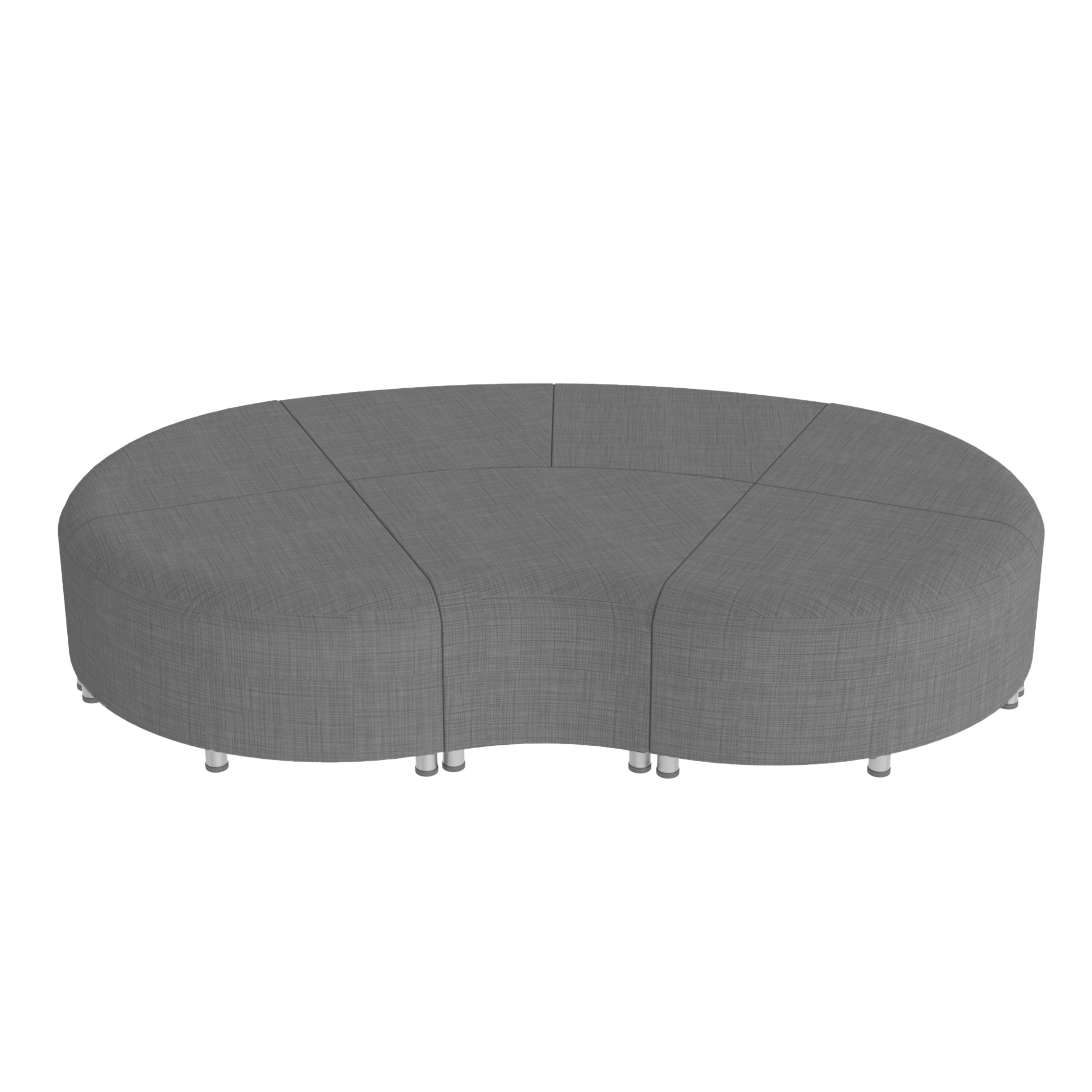Pro Series Connect Curved Wavelet Backless Seating, 7-Piece Set - Slate Gray Crosshatch