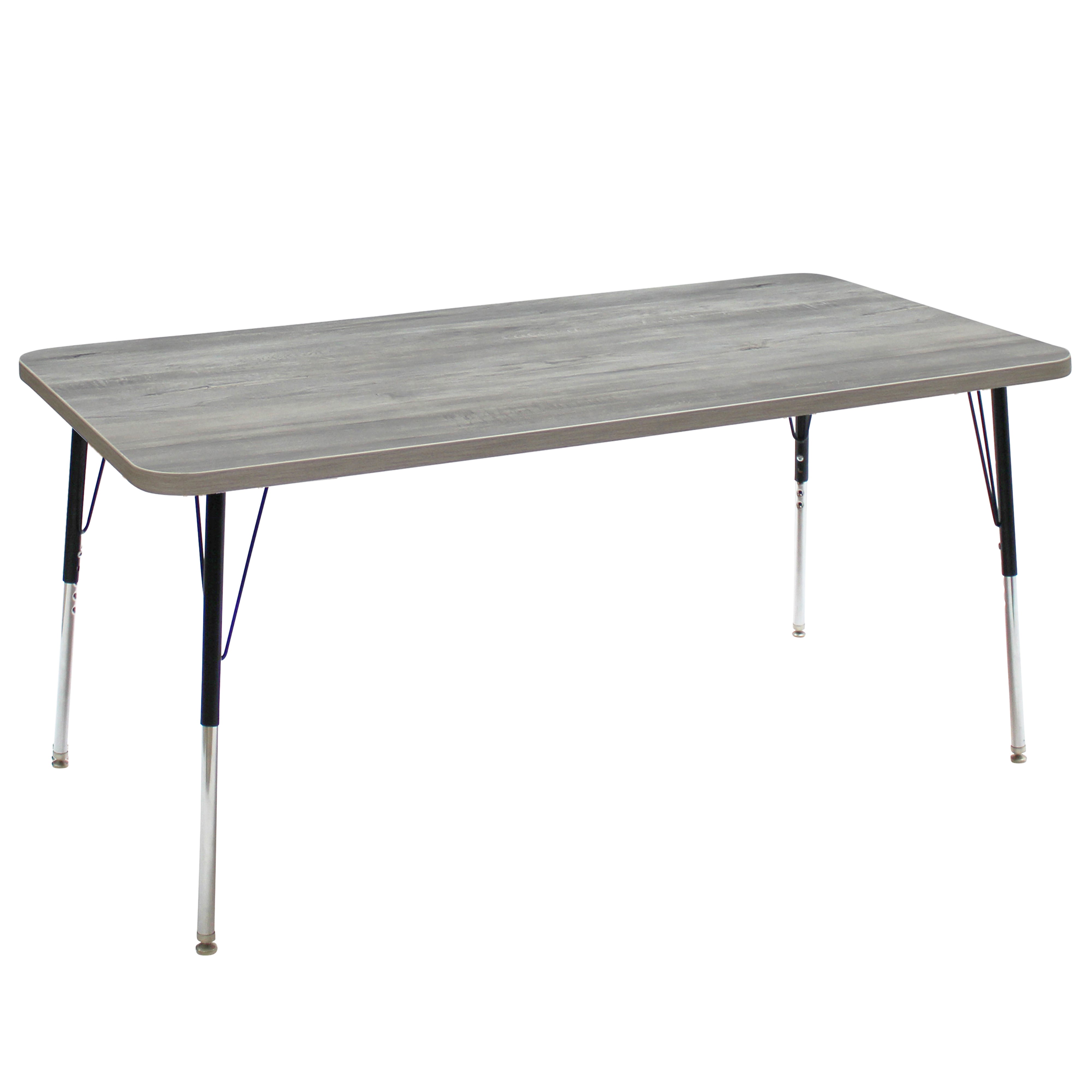 36" x 72" Rectangle La Madera Activity Table with Standard Legs - Light Gray Wood/Black