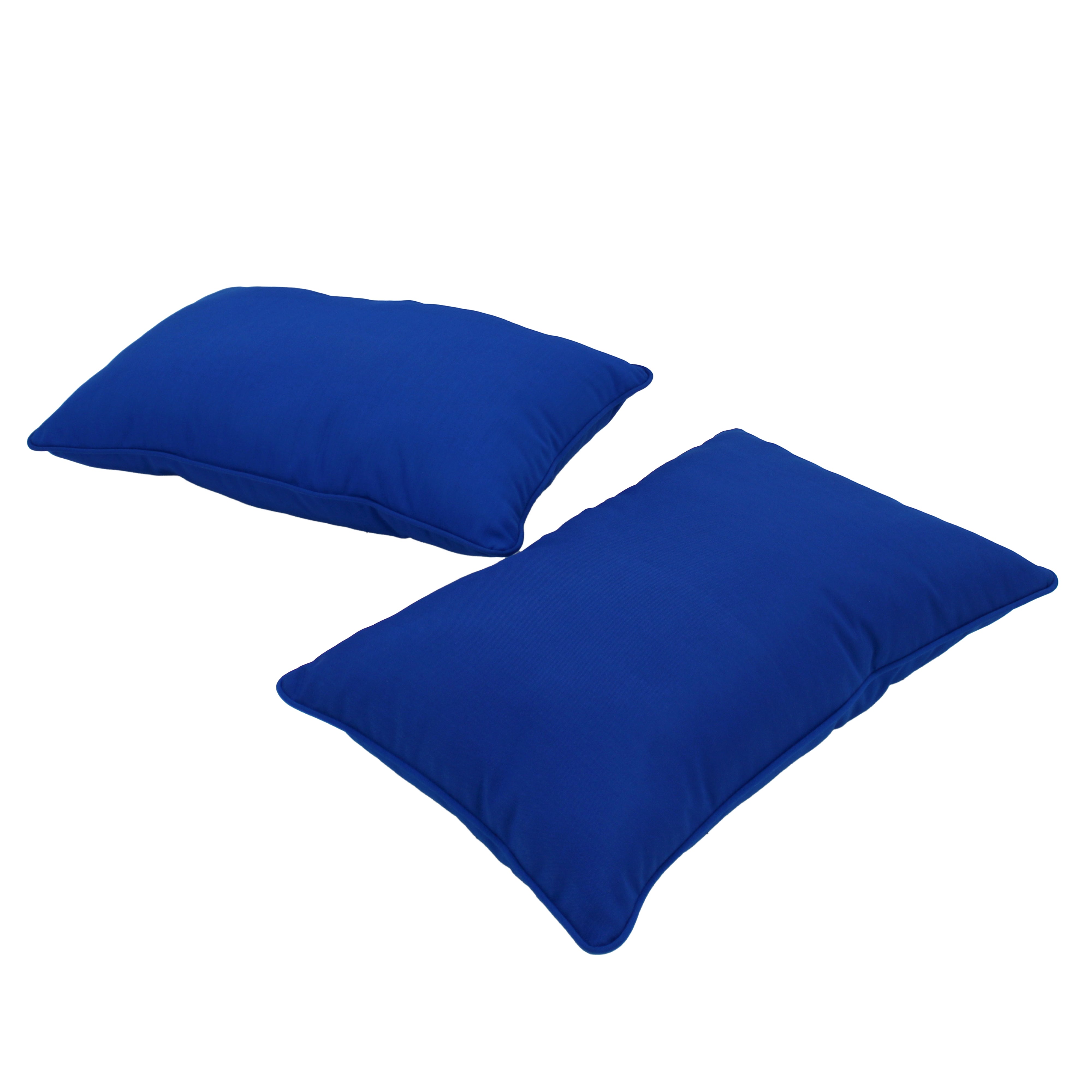 Presidio 12" x 20" Lumbar Indoor/Outdoor Pillow with Piping, 2-Piece - Brilliant Blue