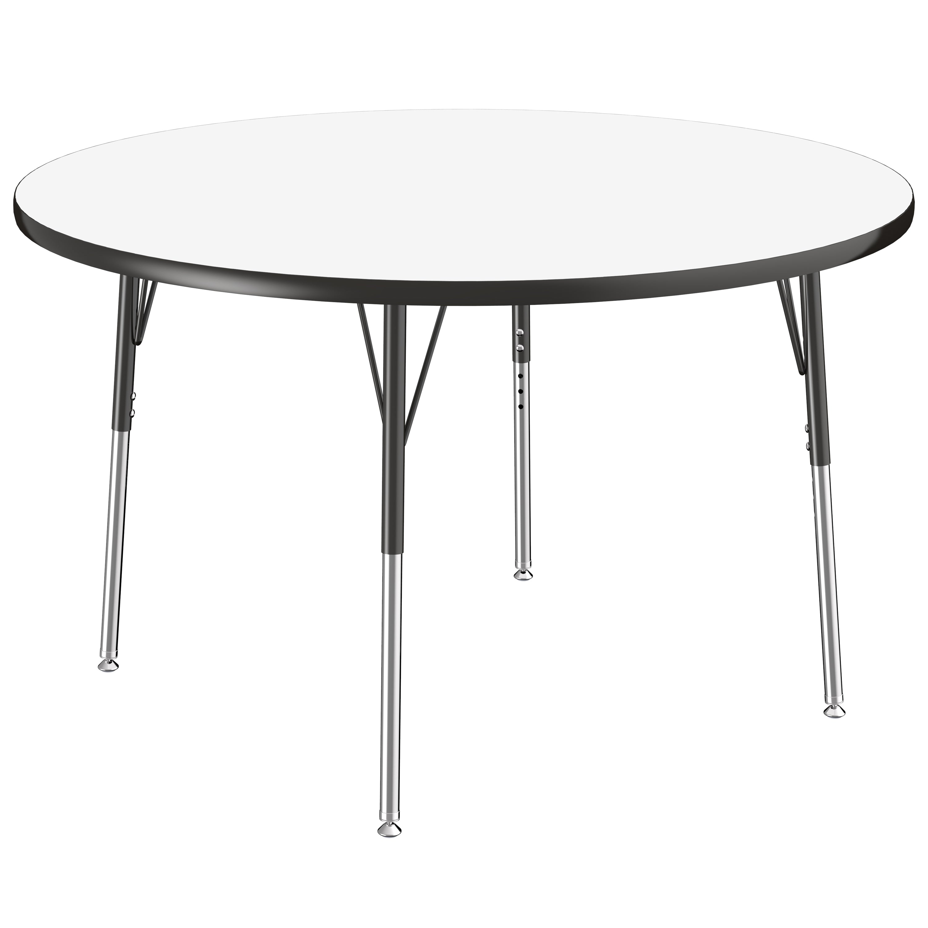 48" Round Collaborative Dry-Erase Activity Table with Adjustable Standard Swivel Glide Legs - Whiteboard/Black