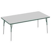 36" x 72" Rectangle T-Molding Activity Table with Adjustable Standard Swivel Glide Legs - Gray/Green