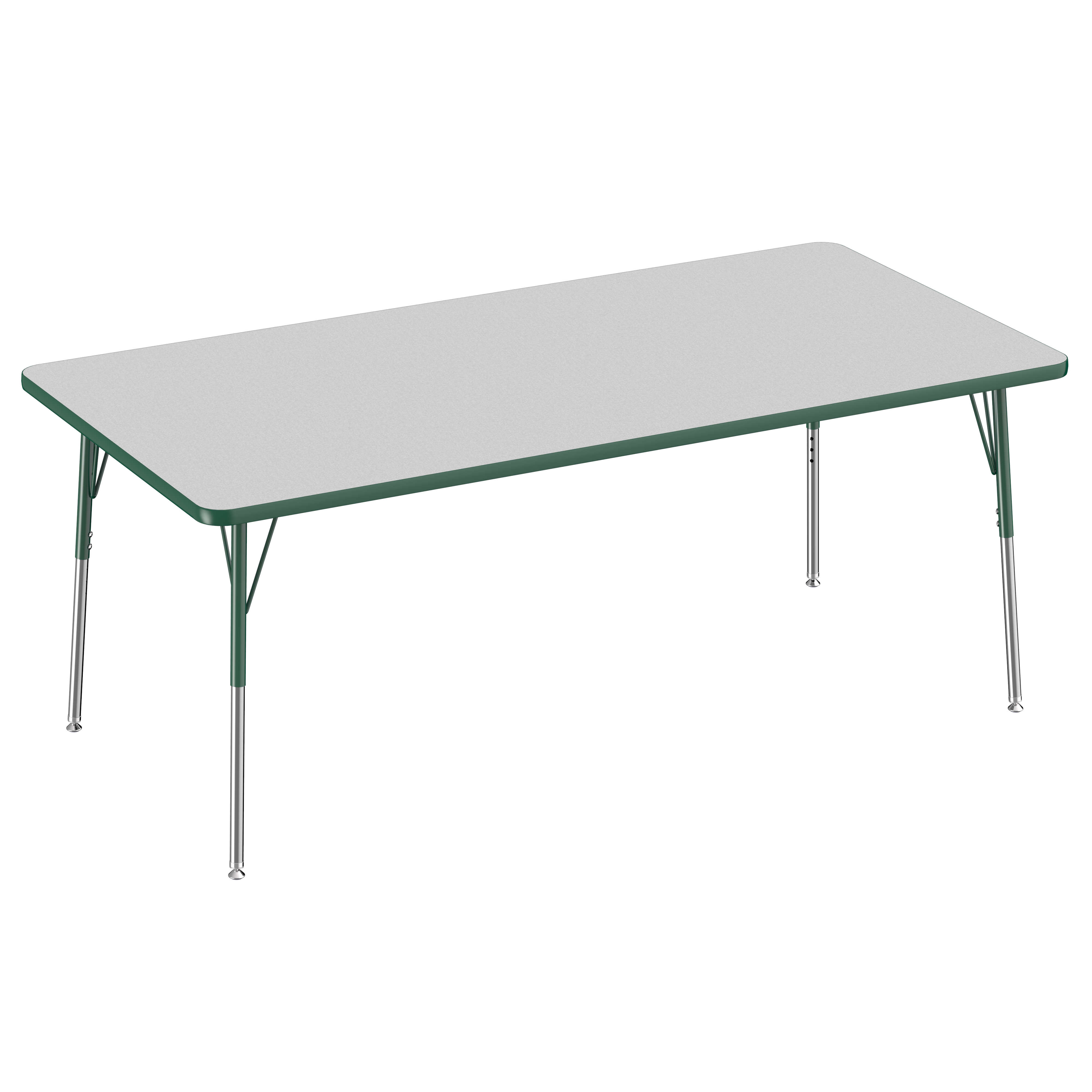 36" x 72" Rectangle T-Molding Activity Table with Adjustable Standard Swivel Glide Legs - Gray/Green