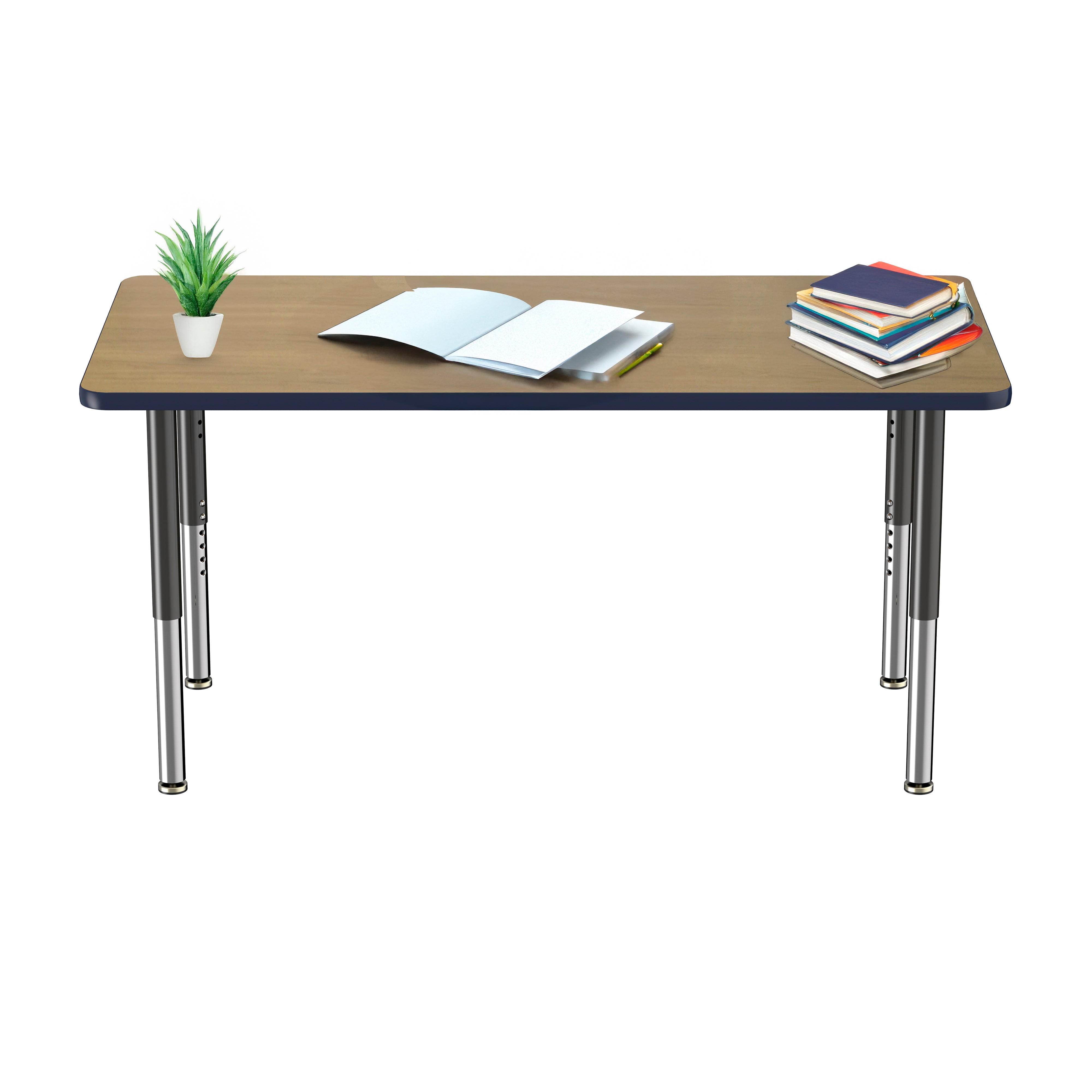 30" x 60" Rectangle T-Molding Activity Table with Adjustable Super Legs - Pasadena Oak/Navy/Black