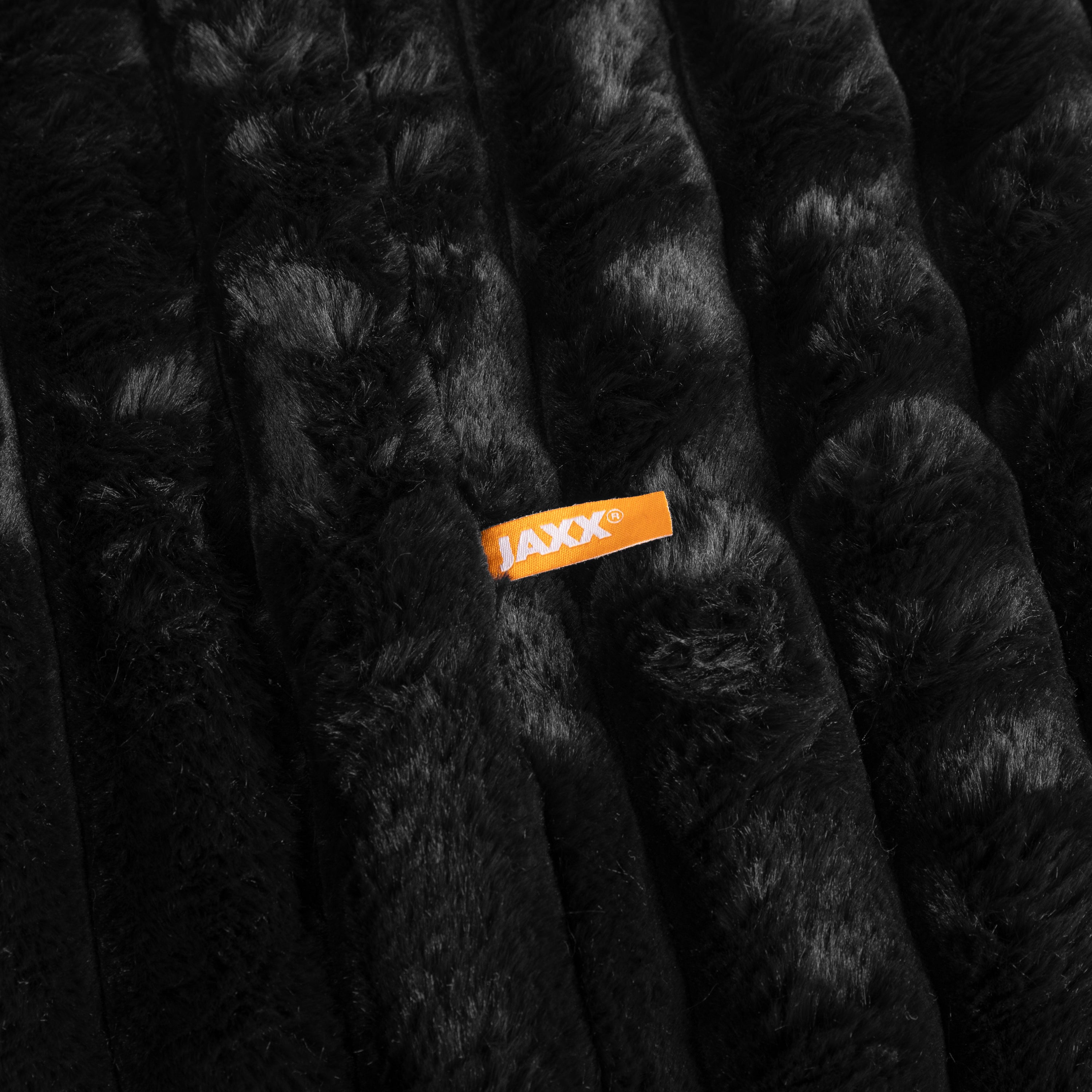 Jaxx Saxx 4ft - Large Round Bean Bag for Adults - Made in the USA - Luxuriously Soft Plush Faux Fur, Black