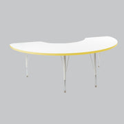36" x 72" Half Moon Thermofused Activity Table with Adjustable Standard Swivel Glide Legs - White/Squash/White
