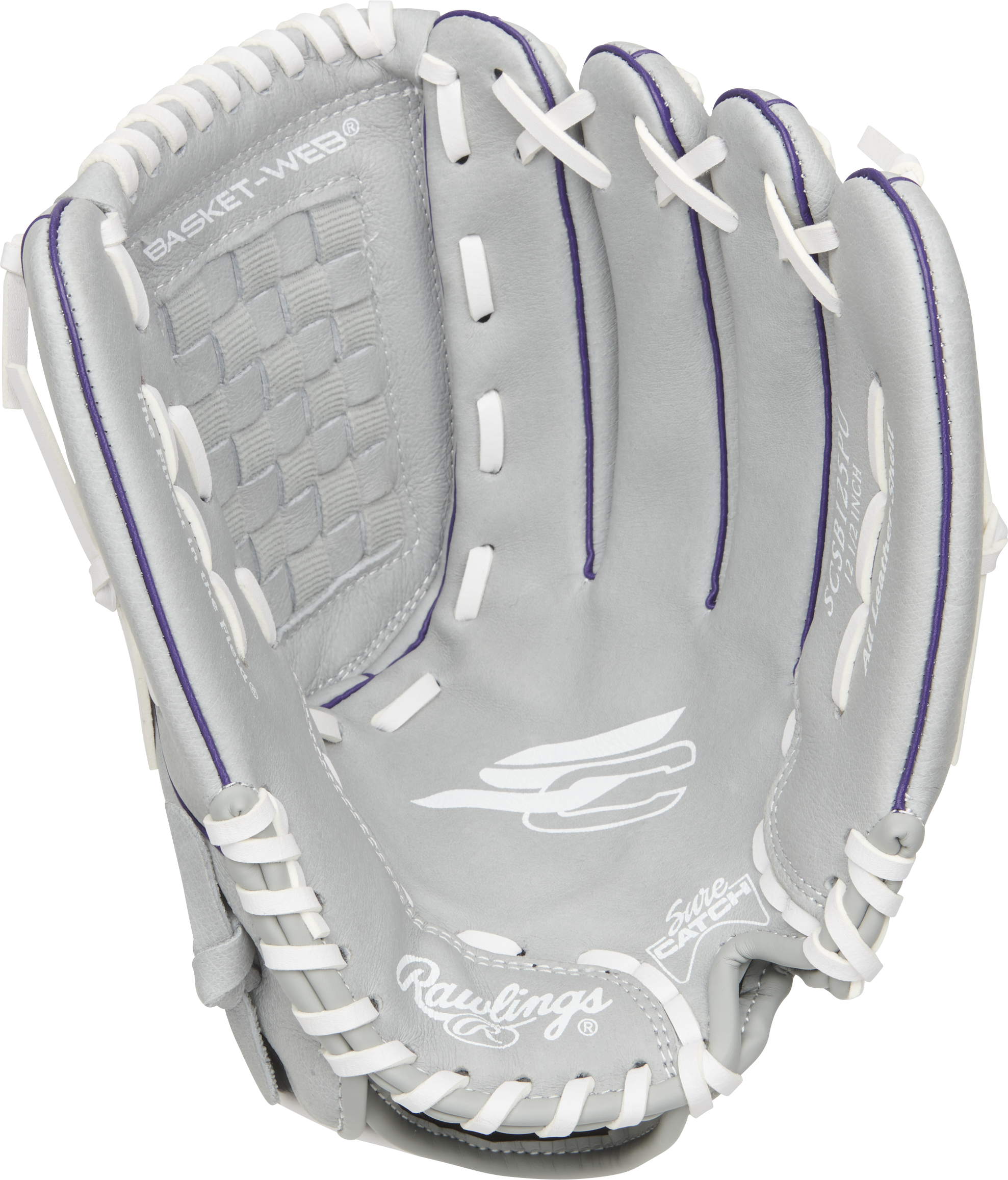 Rawlings Sure Catch Youth Series 12.5-Inch Softball Glove - Right Hand Thrower - Gray/Purple