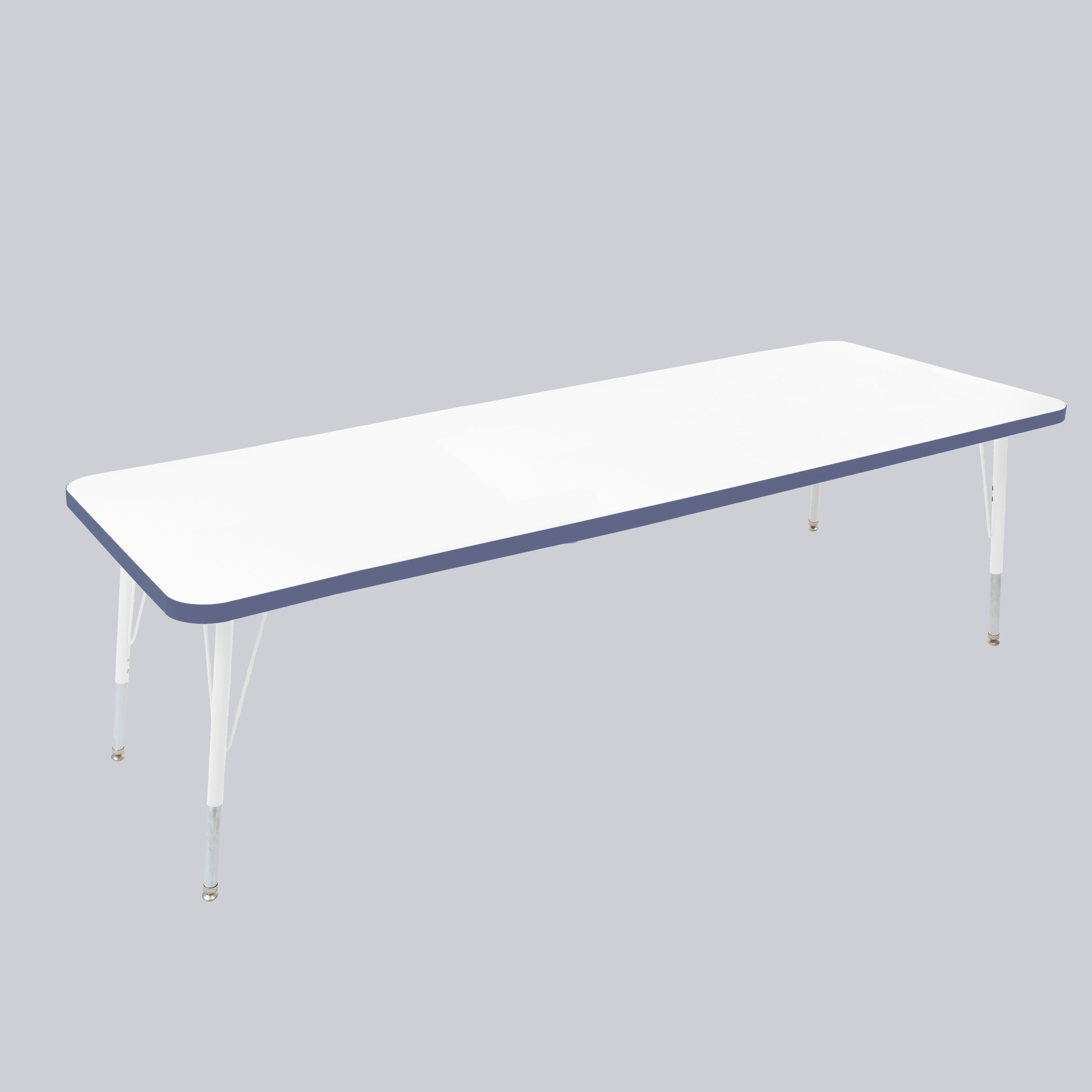 30" x 72" Rectangle Thermofused Activity Table with Adjustable Standard Swivel Glide Legs - White/Navy/White