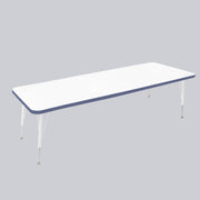 30" x 72" Rectangle Thermofused Activity Table with Adjustable Standard Swivel Glide Legs - White/Navy/White
