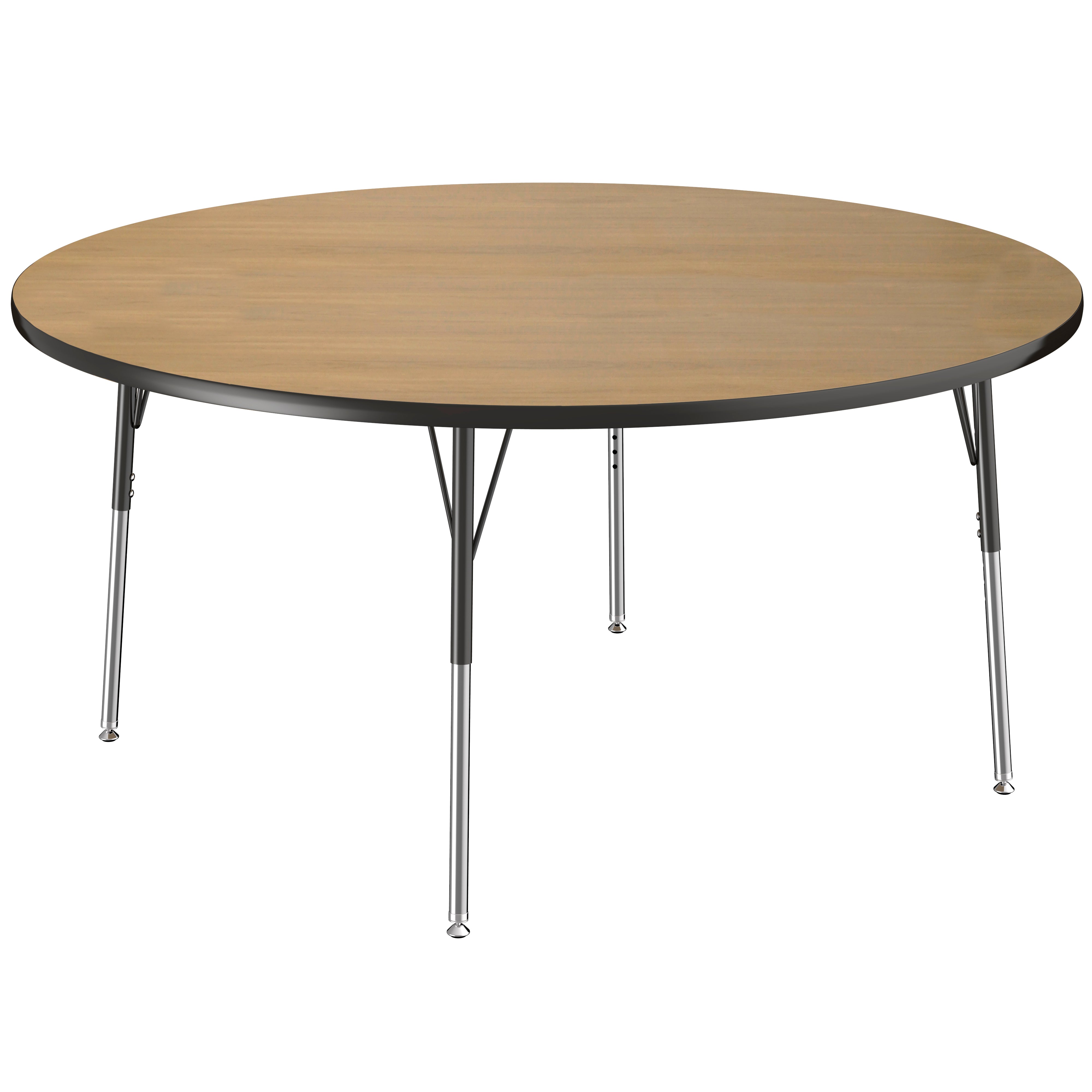 60" Round T-Molding Activity Table with Adjustable Standard Swivel Glide Legs - Pasadena Oak/Black