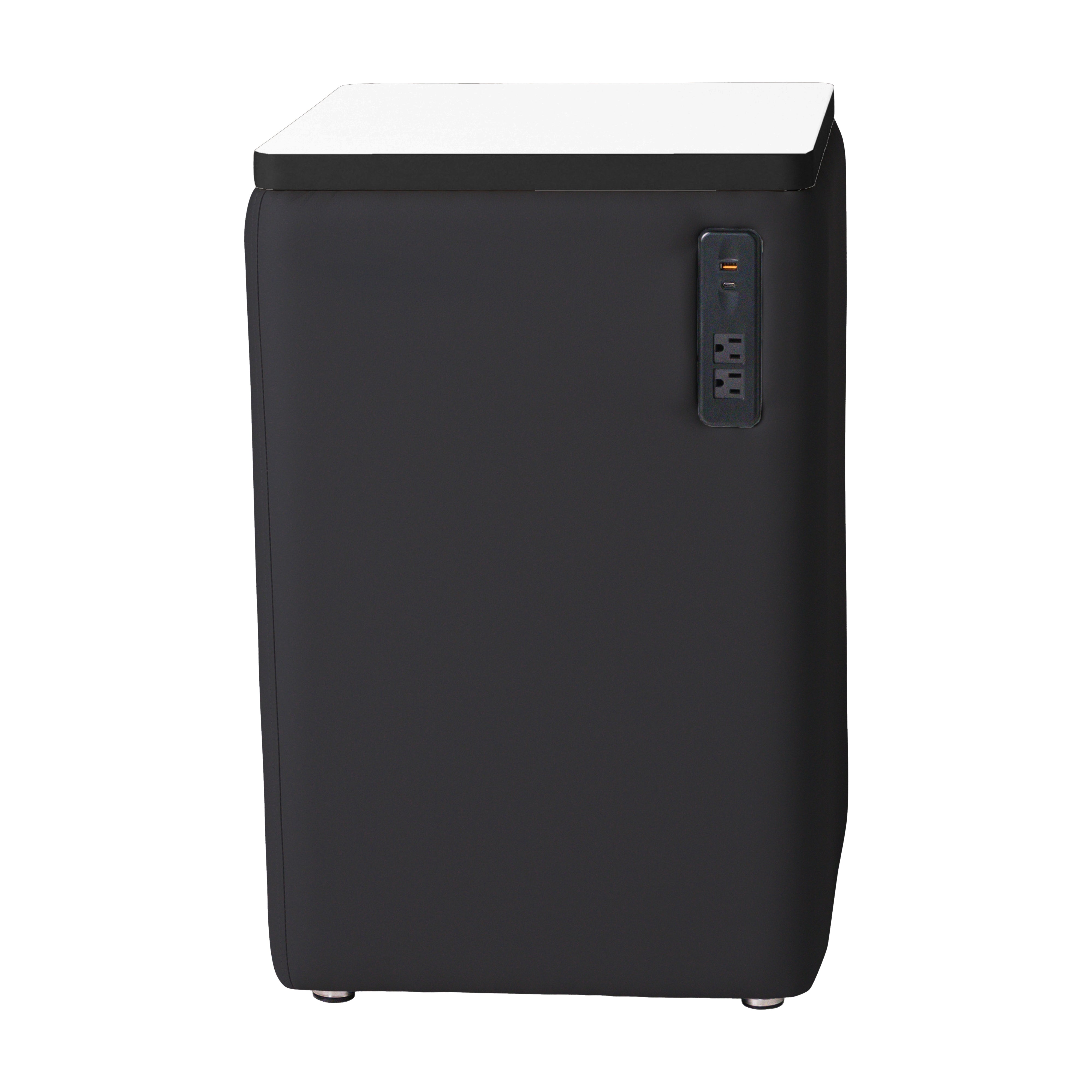 Pro Series Upholstered 18" x 18" Square Dry-Erase Ottoman Table with Tech Panel 28" Height - Black/Whiteboard