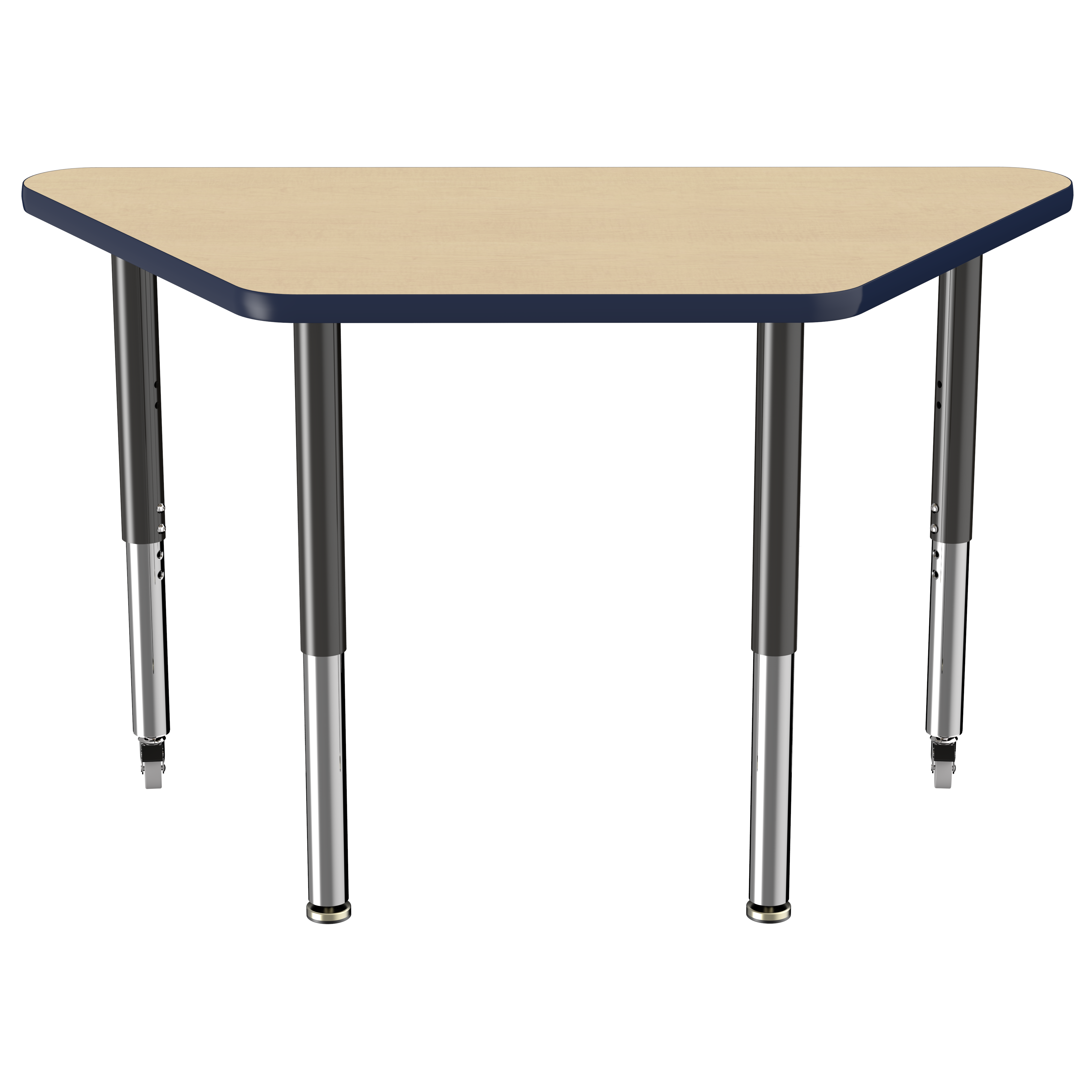 24" x 48" Trapezoid T-Molding Activity Table with Adjustable Super Legs - Maple/Navy/Black