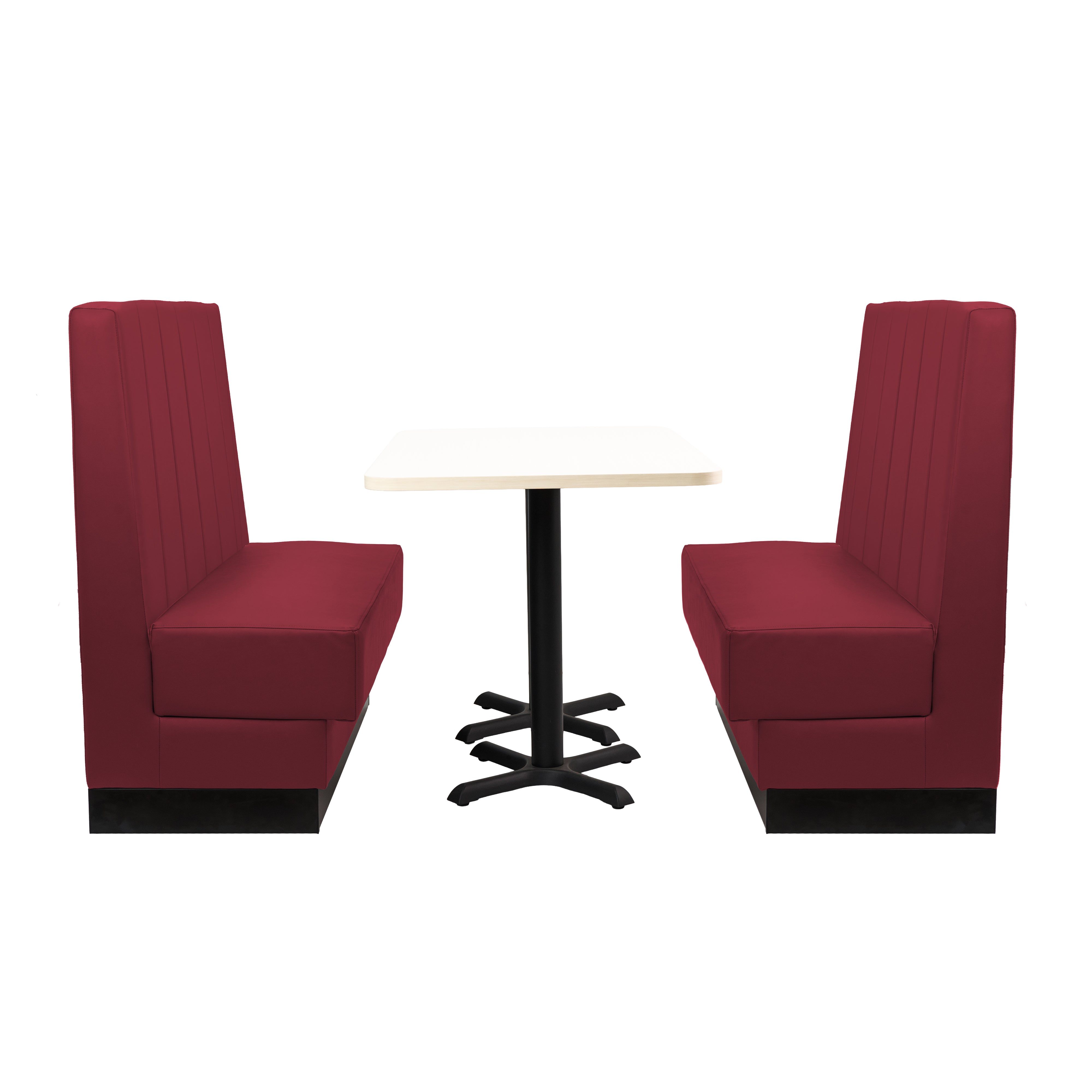 Pro Series Channel Back Single-Sided Restaurant Booth Seating - Burgundy