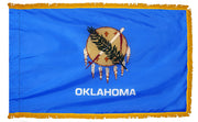 Oklahoma State Flag 3x5 ft. Nylon with Pole Sleeve and Gold Fringe for Parades, and Indoor Display
