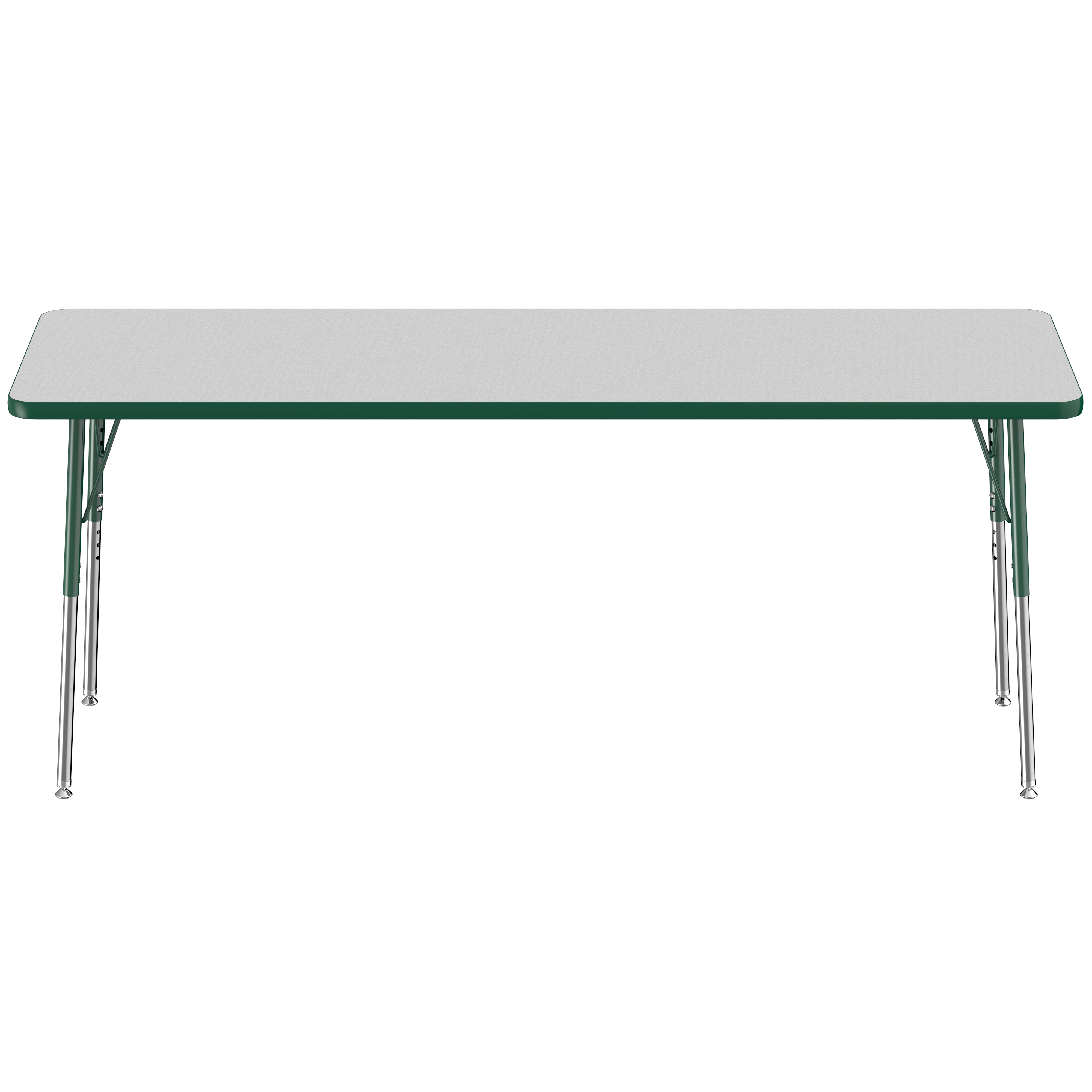 24" x 72" Rectangle T-Molding Activity Table with Adjustable Standard Swivel Glide Legs - Gray/Green