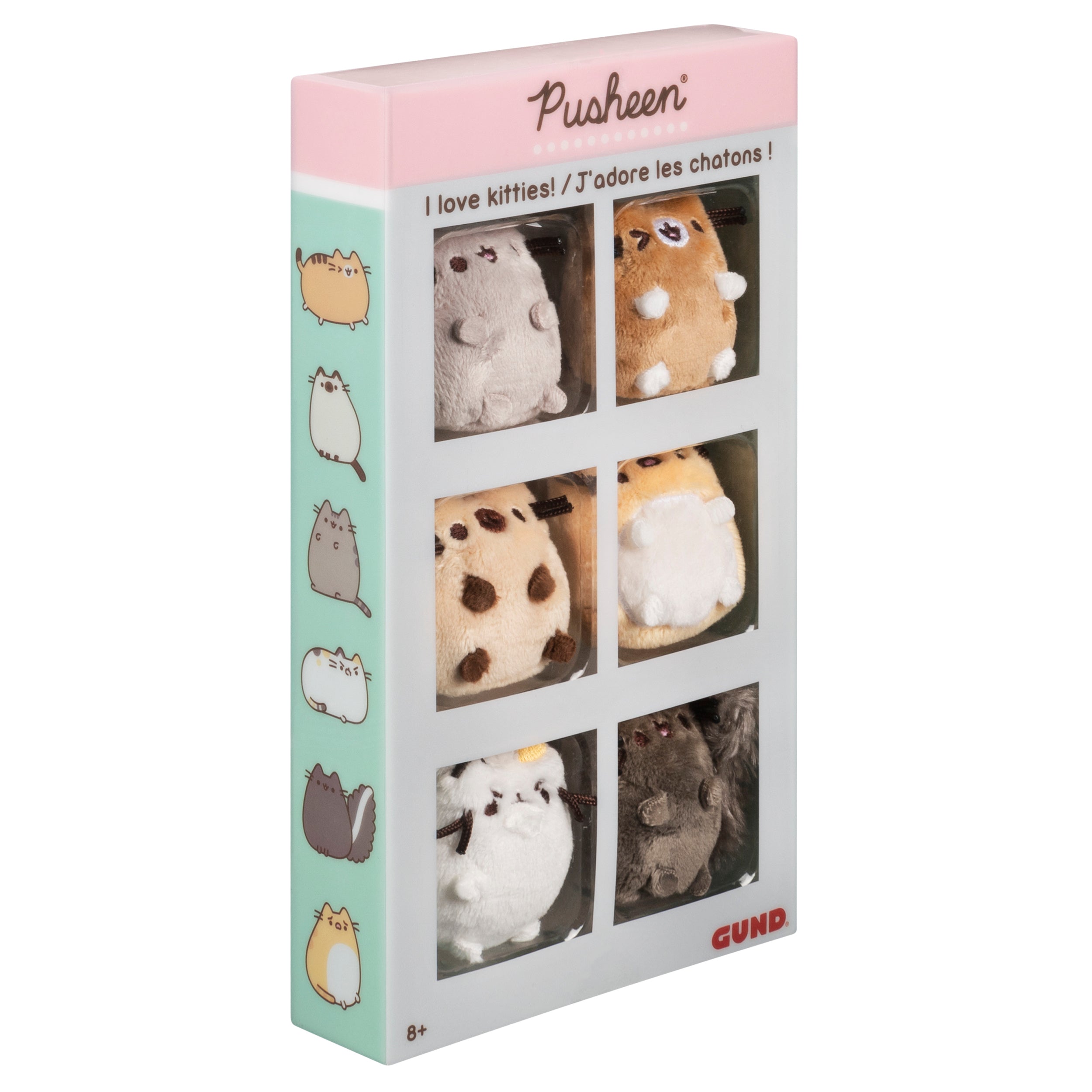GUND Pusheen Comic Collector I Love Kitties Set of 6 Plush Stuffed Animal Cats, 2"