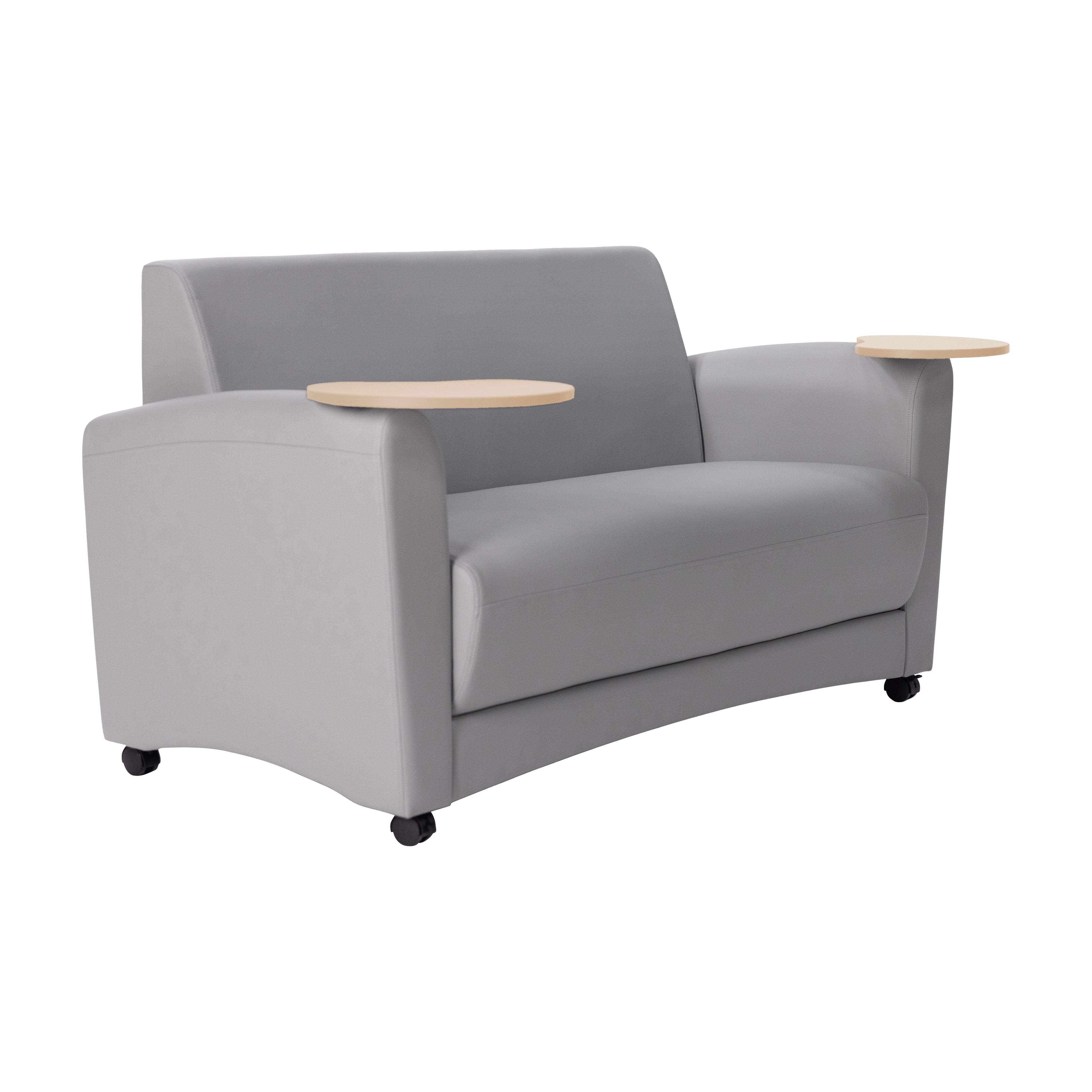 Pro Series Upholstered Common Area Sofa with Tablet - Gray/Maple Grain