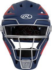 Rawlings Velo 2.0 Matte Senior Catchers Helmet - Navy/Scarlet
