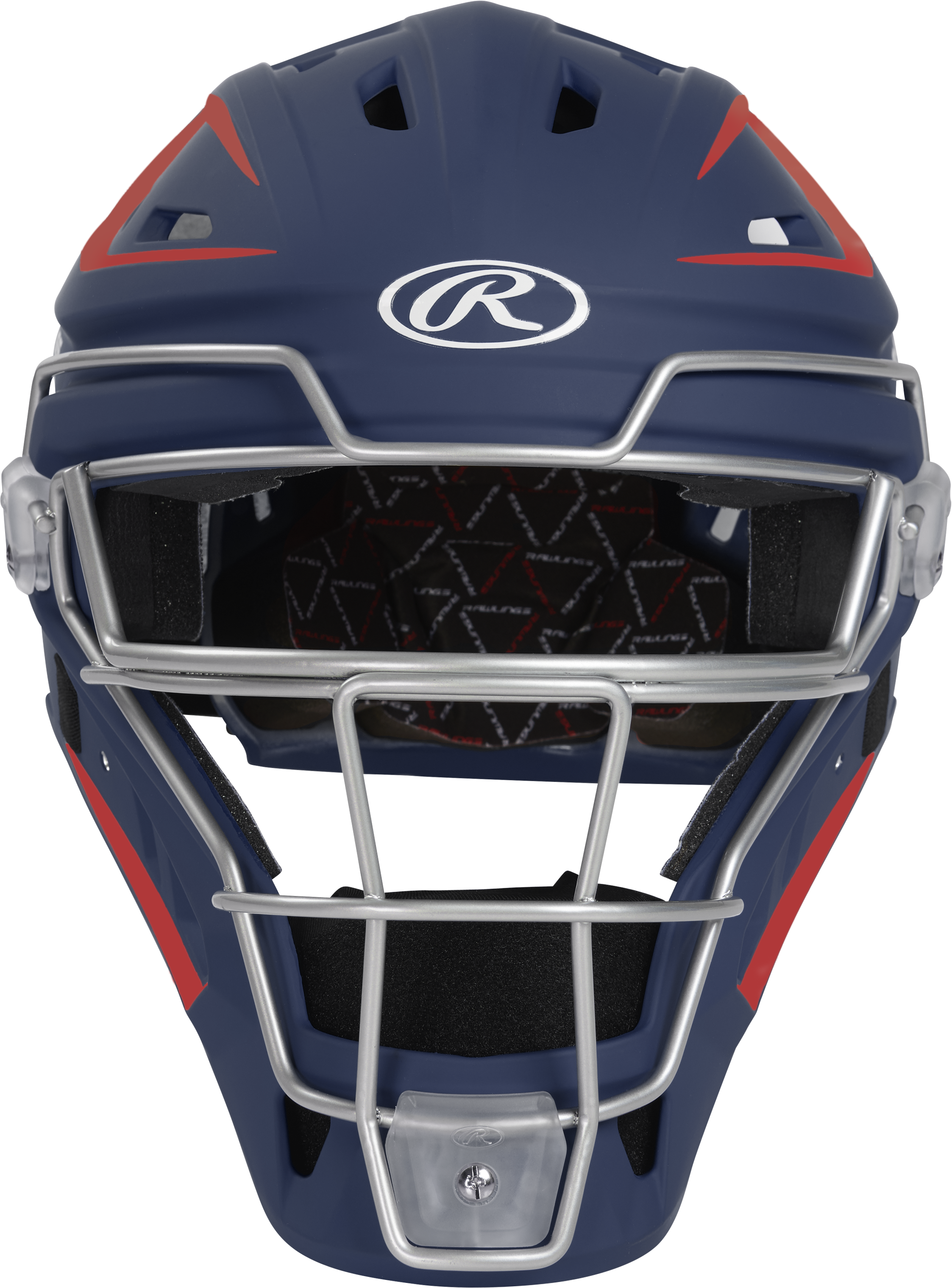 Rawlings Velo 2.0 Matte Senior Catchers Helmet - Navy/Scarlet