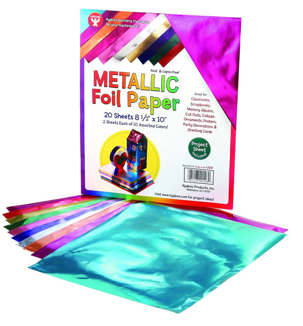 Metallic Paper - 10 sheets, 10"x13", 2 each of 5 asst'd colors