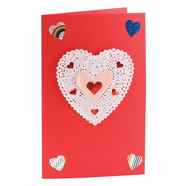 Valentine's Day Card Kit, 18 Bright Cards, 4 sh. Stickers, 18 Doilies