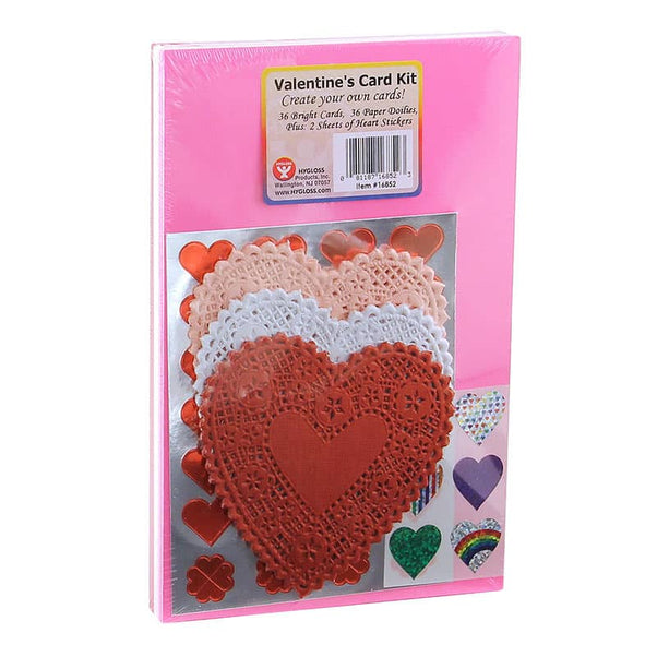 Valentine's Day Card Kit, 72 Bright Cards, 8 sh. Stickers, 72 Doilies