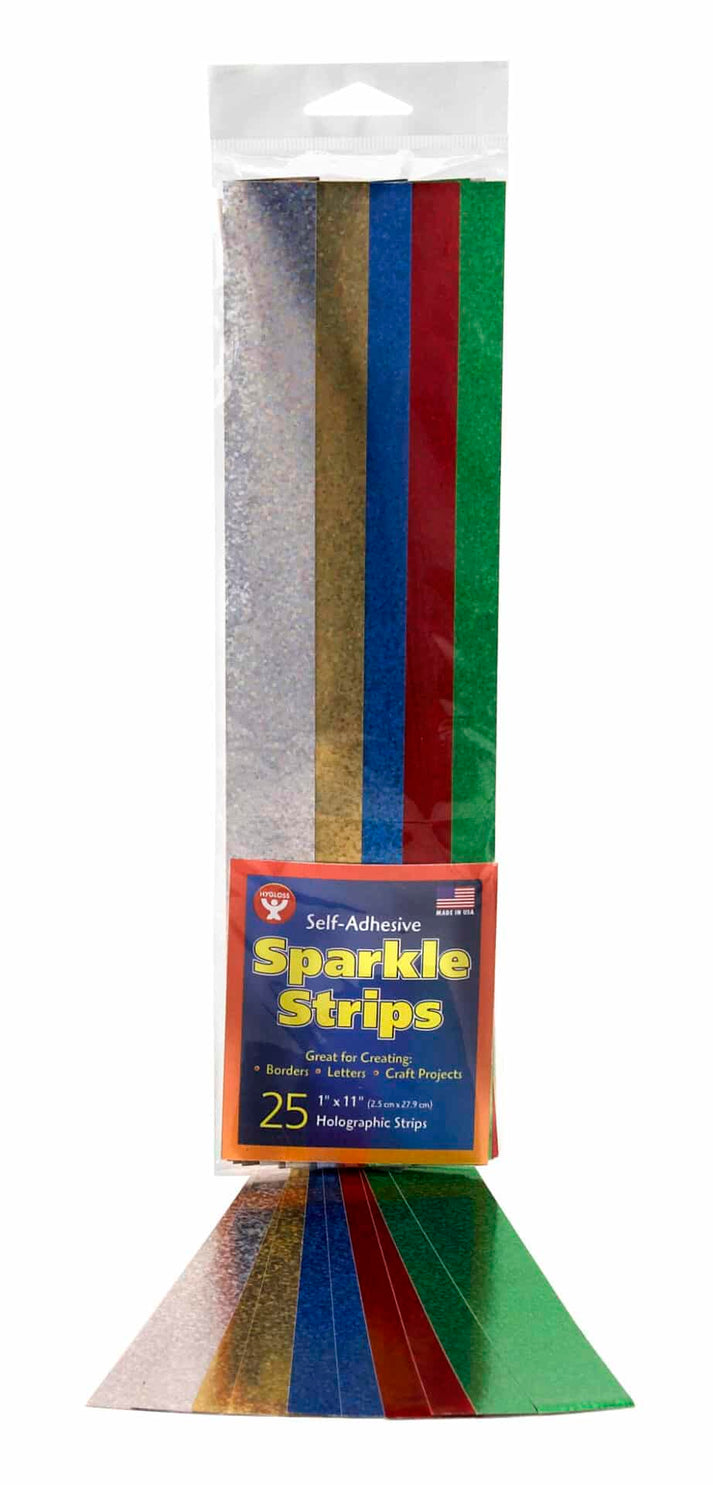 Holographic Sparkle Strips, 1"x11", 25/pack - GOLD