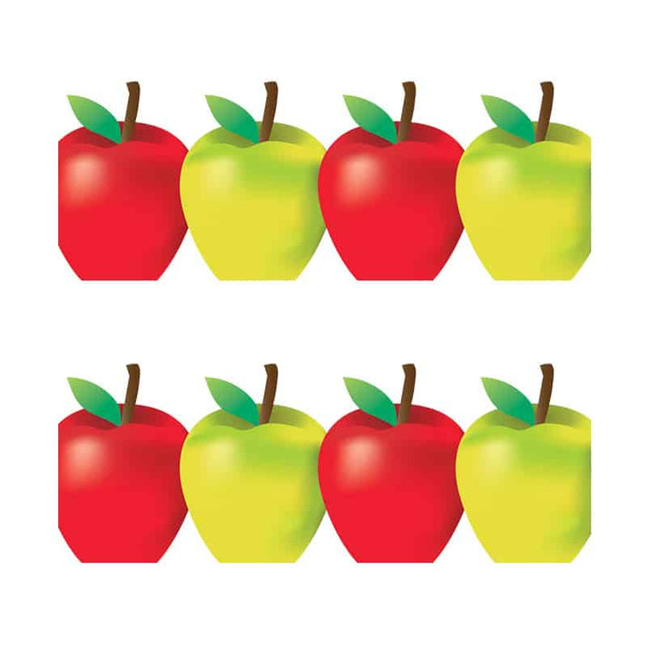 Border - 12 Strips Ea. 3"x36" - Green and Red Apples Die-Cut