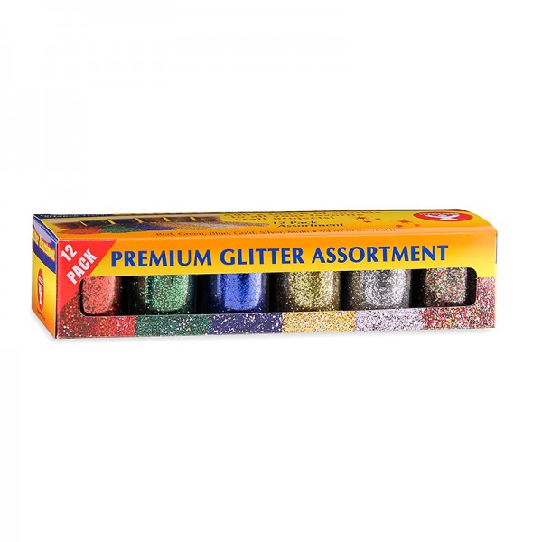 Glitter Assortment - 12 pk. Asst'd 3/4 oz. (2 Containers ea. Of first 6 colors)