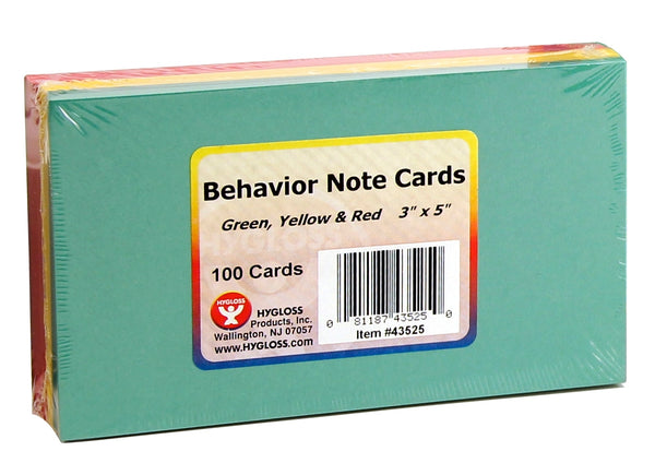 Blank Cards, 3"x5", 100 cards,Green Yellow & Red