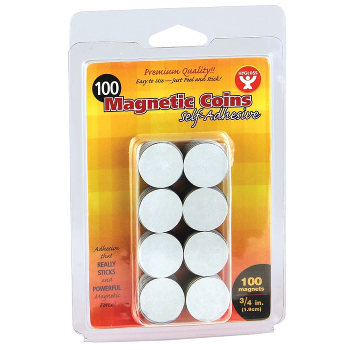 Magnetic Tape - Self-Adhesive Coins, 100, 3/4"