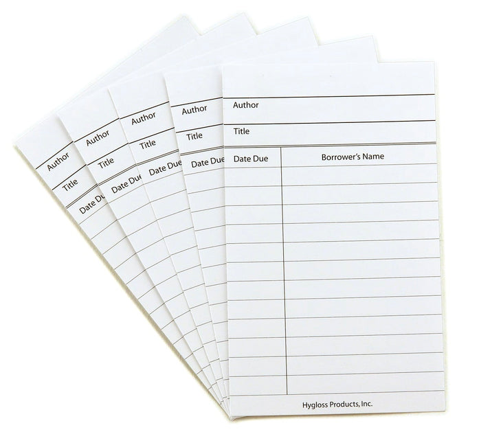 Library Cards - 3"x5", 50 cards, White