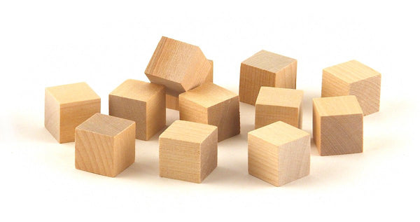 Wood Blocks - 1" Blocks, 12 pcs